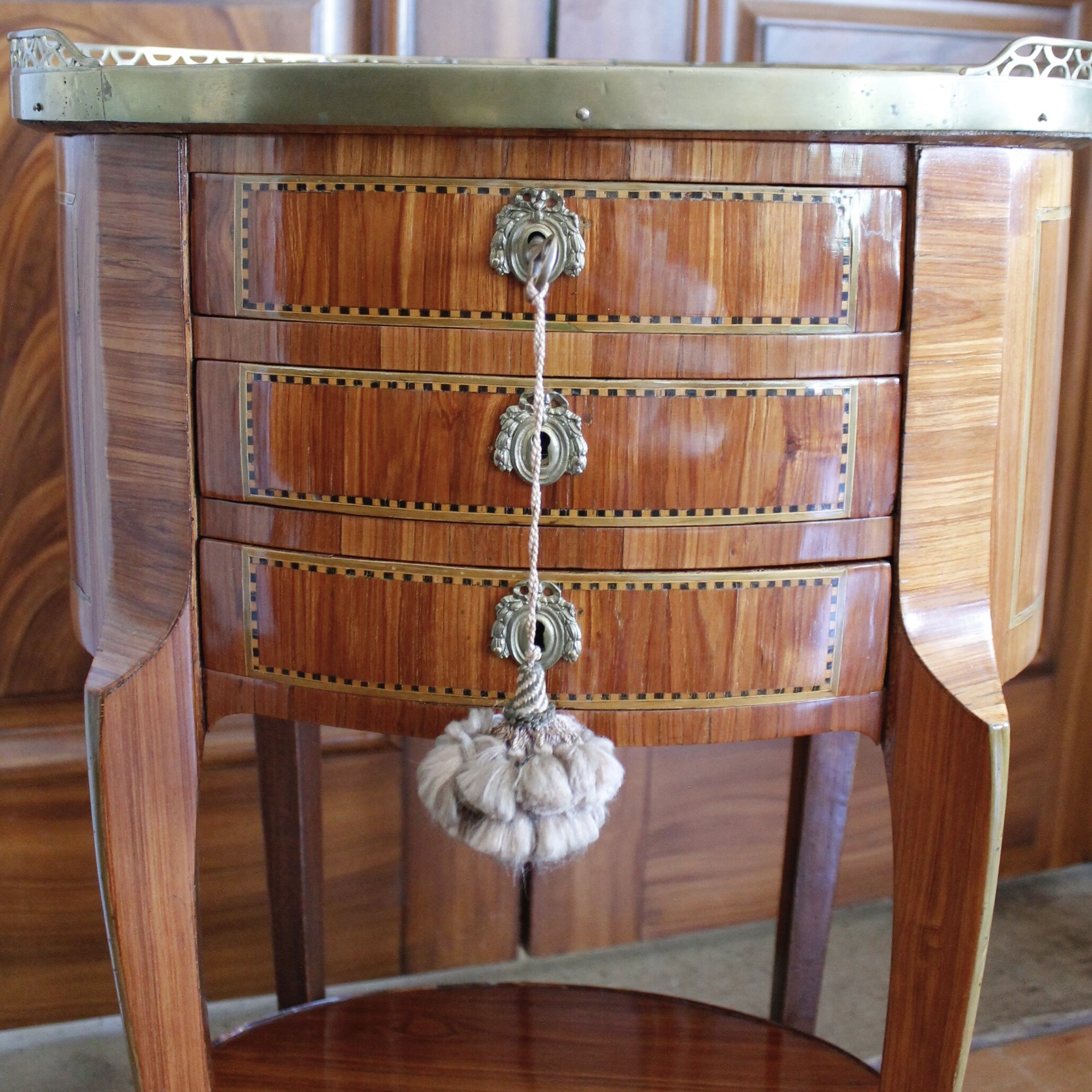 French Transitional Oval Occasional Table with Marble Top