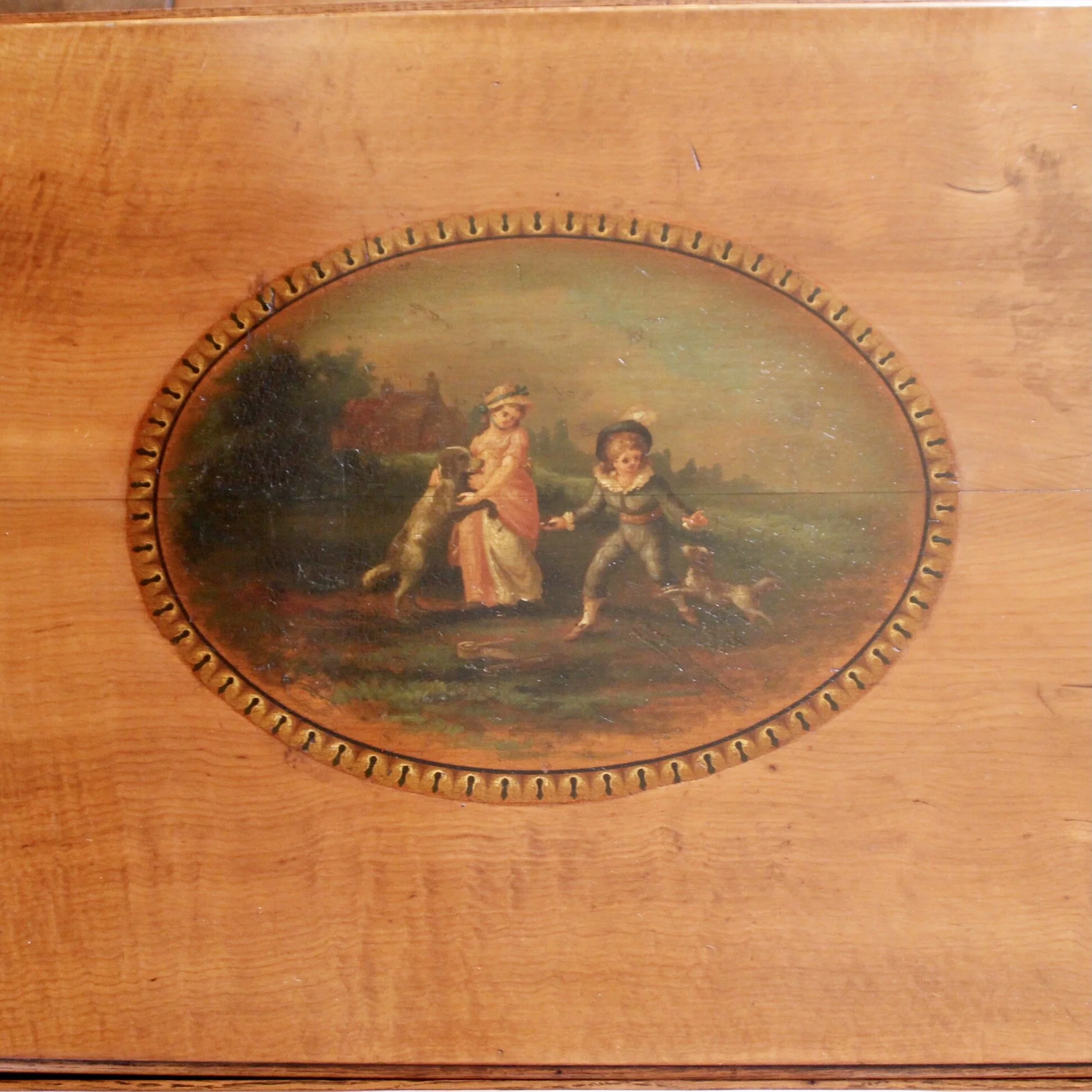 George III Harewood Pembroke Table with Tulipwood Cross Banding and Painted Decoration