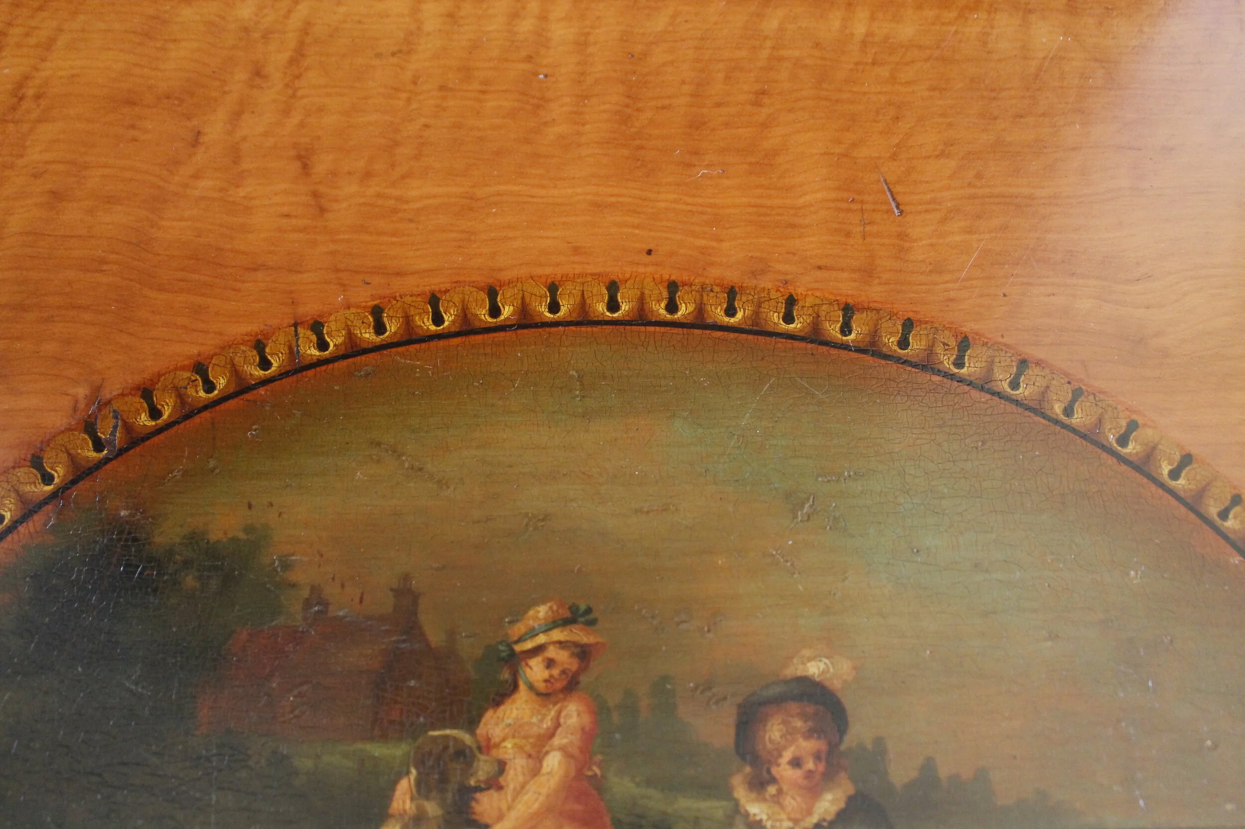 George III Harewood Pembroke Table with Tulipwood Cross Banding and Painted Decoration