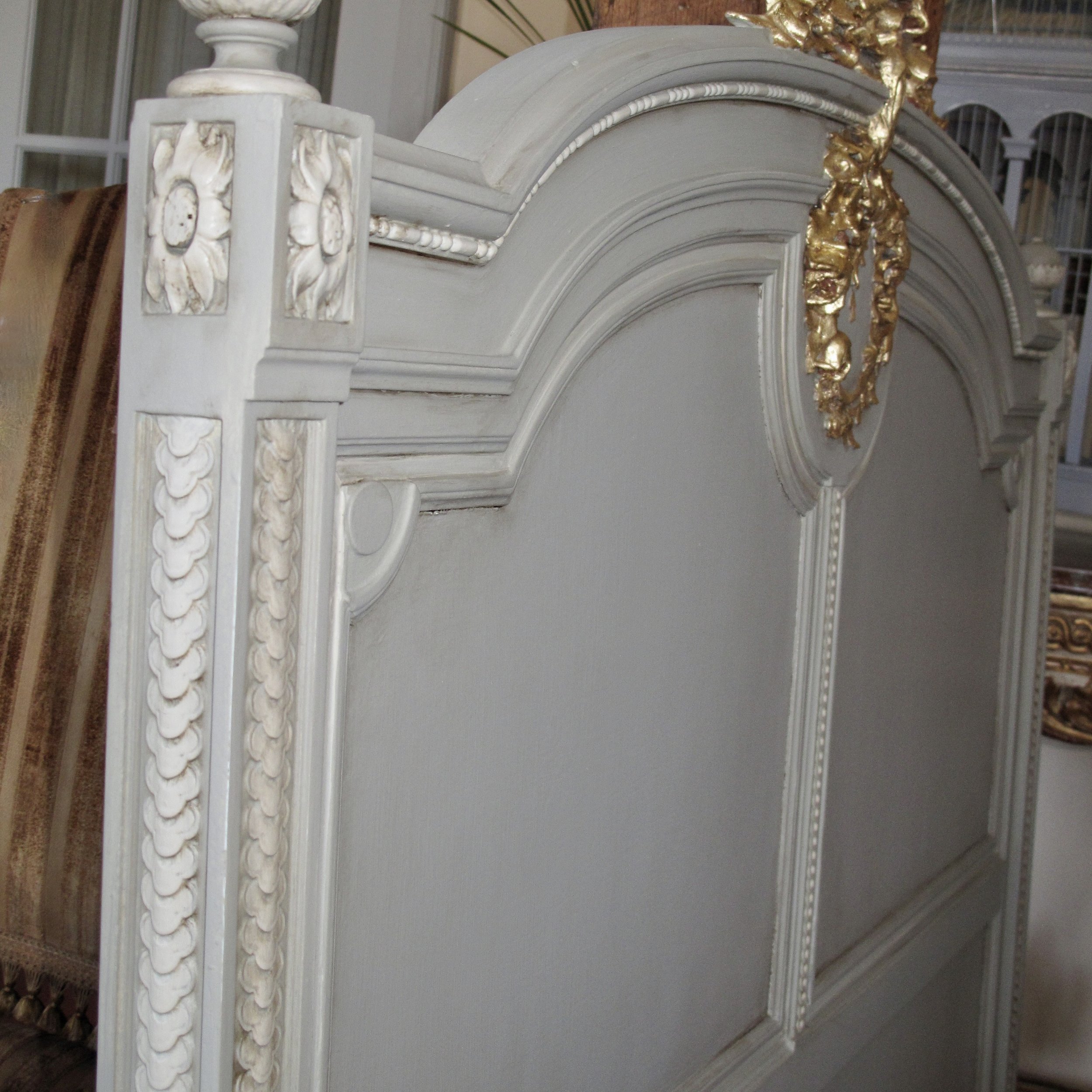 Painted and Gilded French Twin Size Headboard