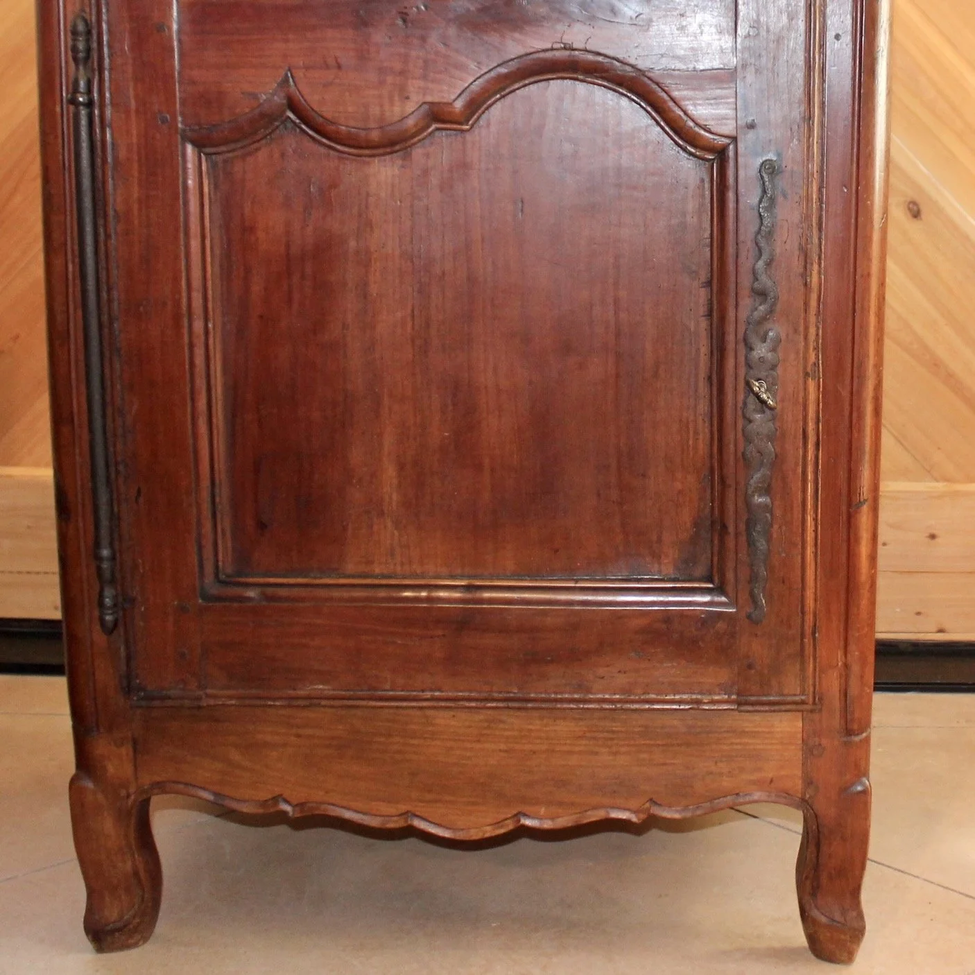 French Provincial Cherry and Chestnut Louis XV Style Cabinet