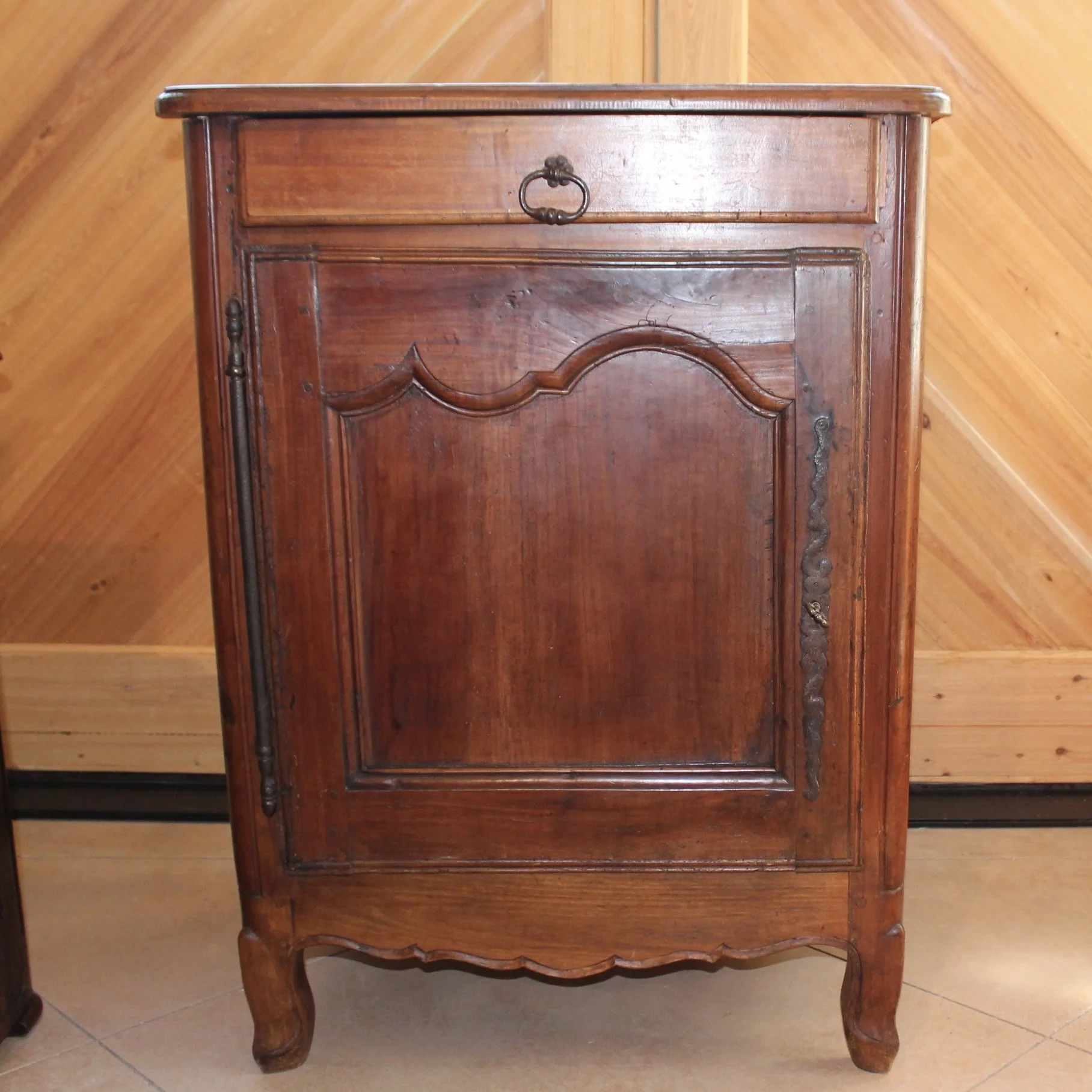 French Provincial Cherry and Chestnut Louis XV Style Cabinet