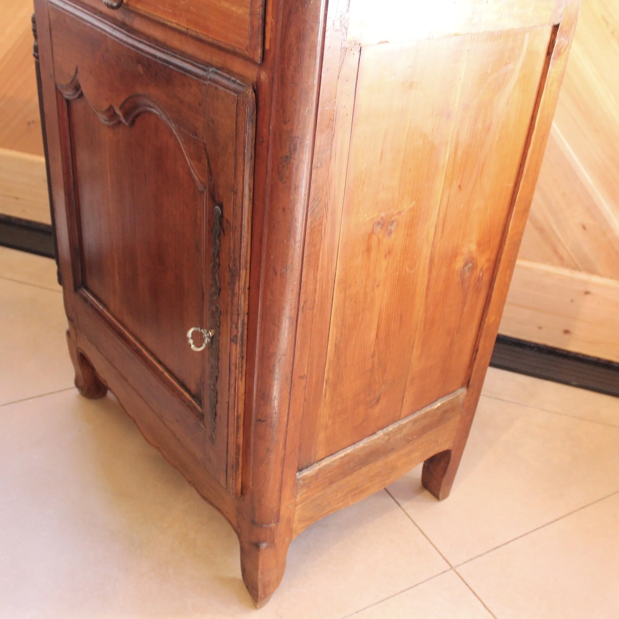 French Provincial Cherry and Chestnut Louis XV Style Cabinet