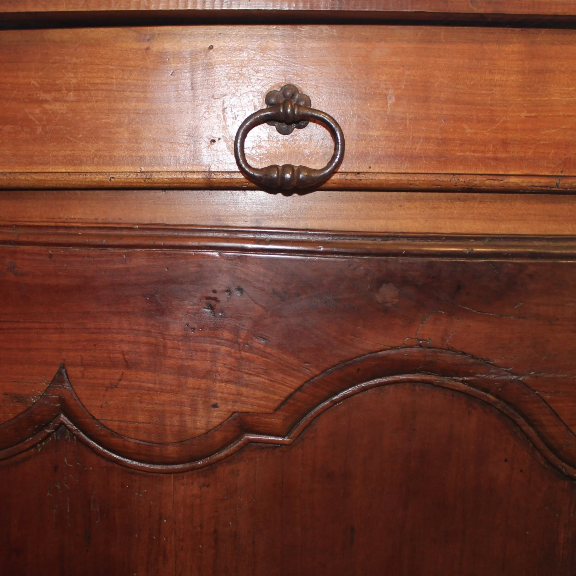 French Provincial Cherry and Chestnut Louis XV Style Cabinet