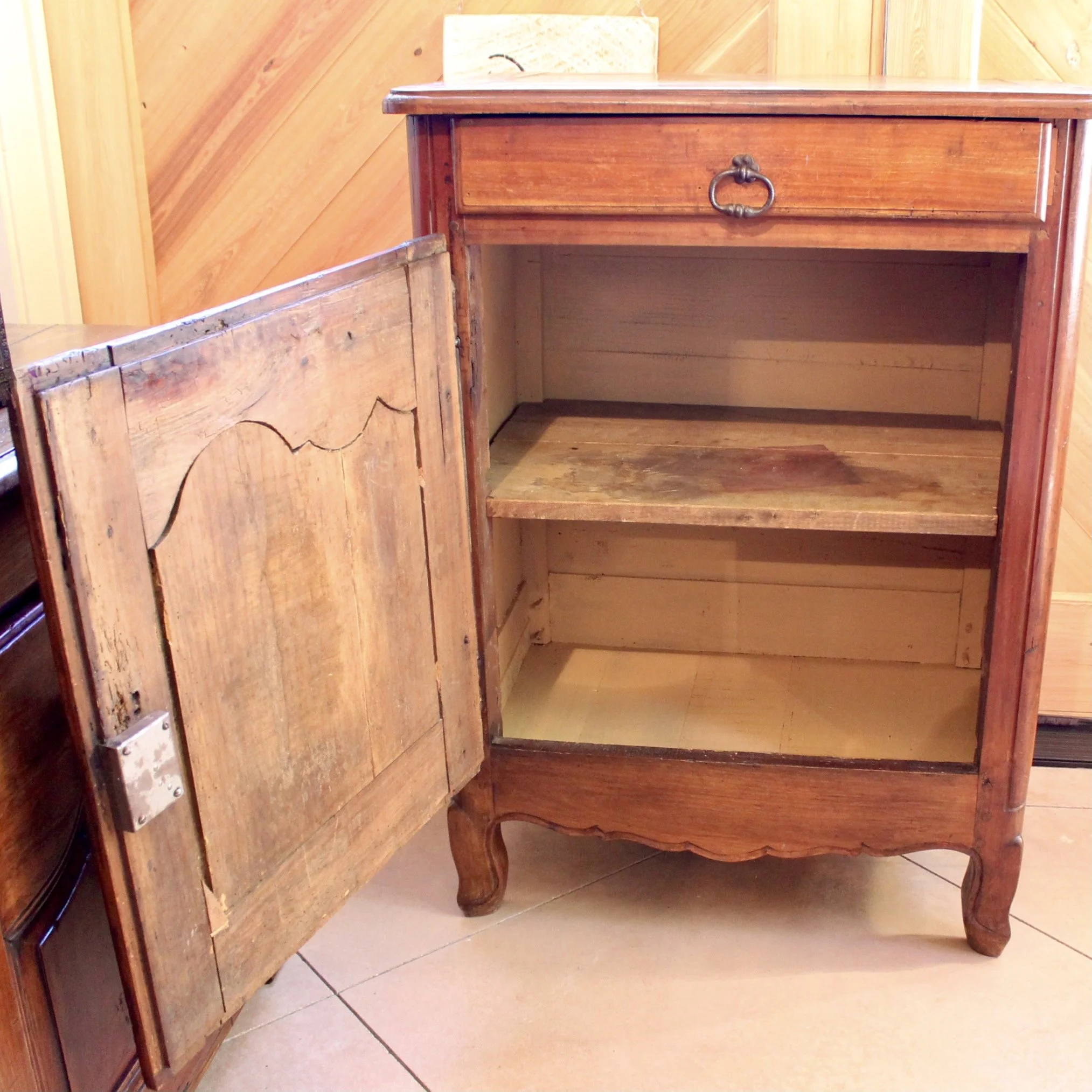 French Provincial Cherry and Chestnut Louis XV Style Cabinet