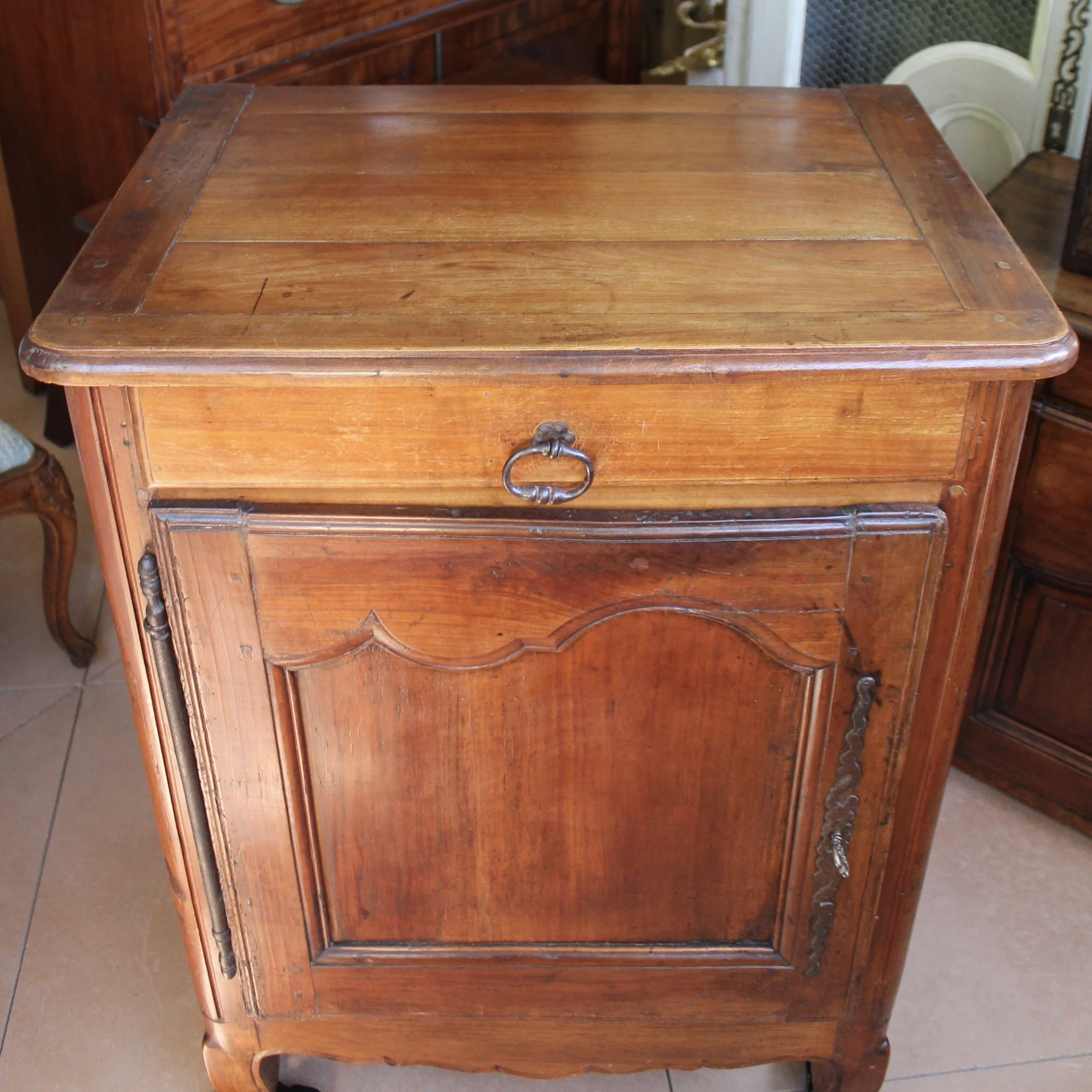 French Provincial Cherry and Chestnut Louis XV Style Cabinet