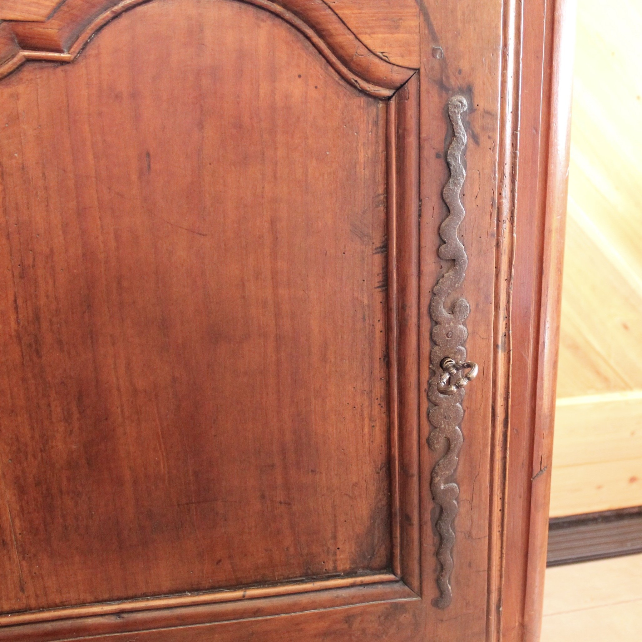 French Provincial Cherry and Chestnut Louis XV Style Cabinet