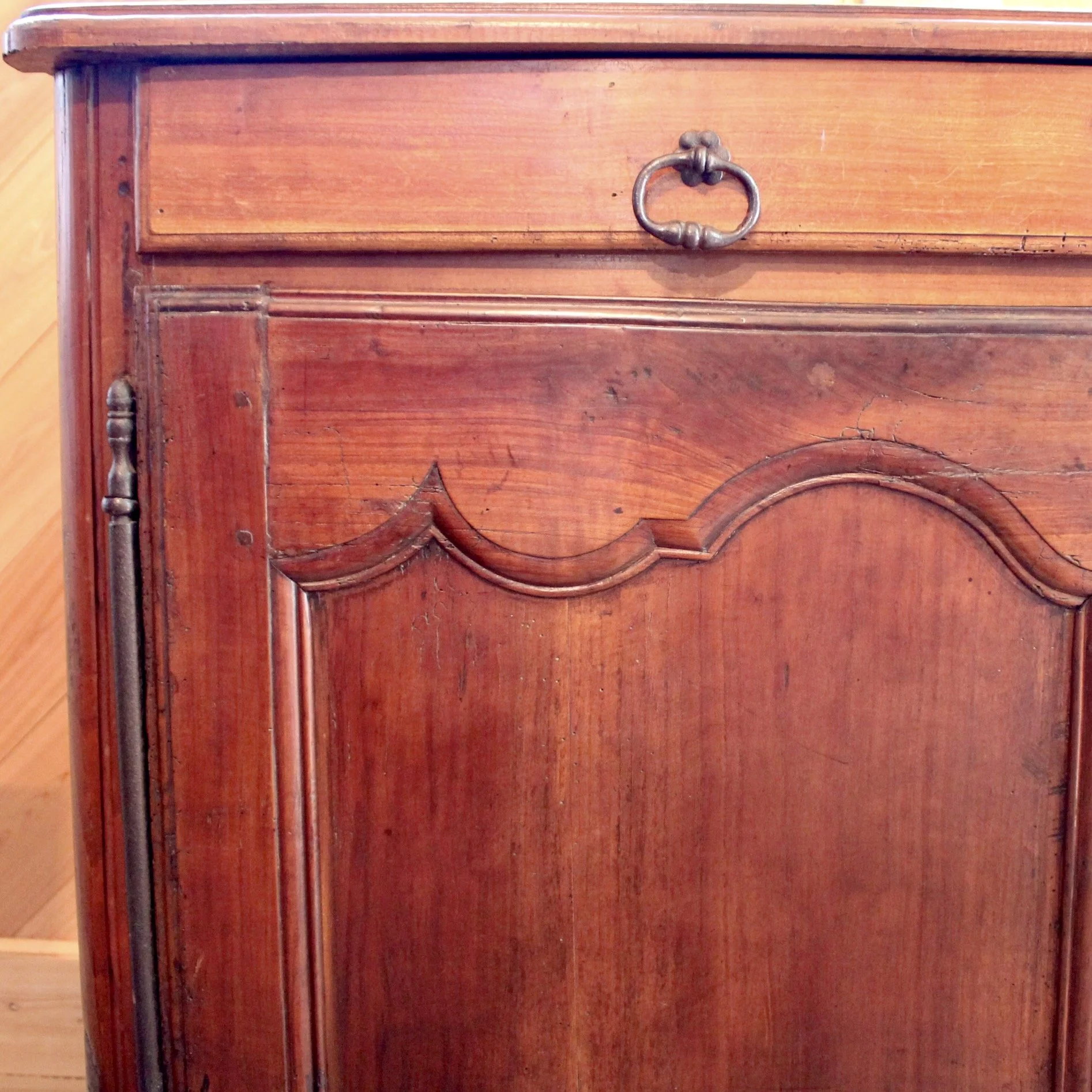French Provincial Cherry and Chestnut Louis XV Style Cabinet