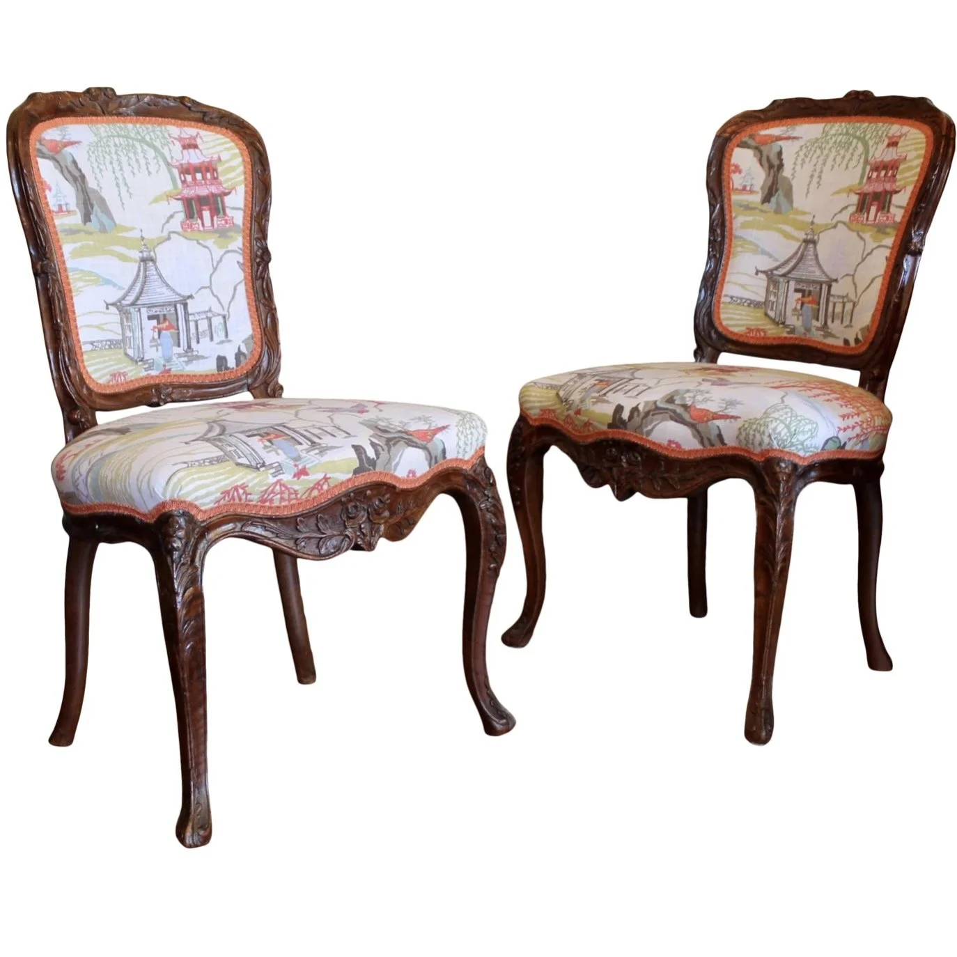 Pair of Exceptional Rococo Period Side Chairs, Probably German, 18th Century