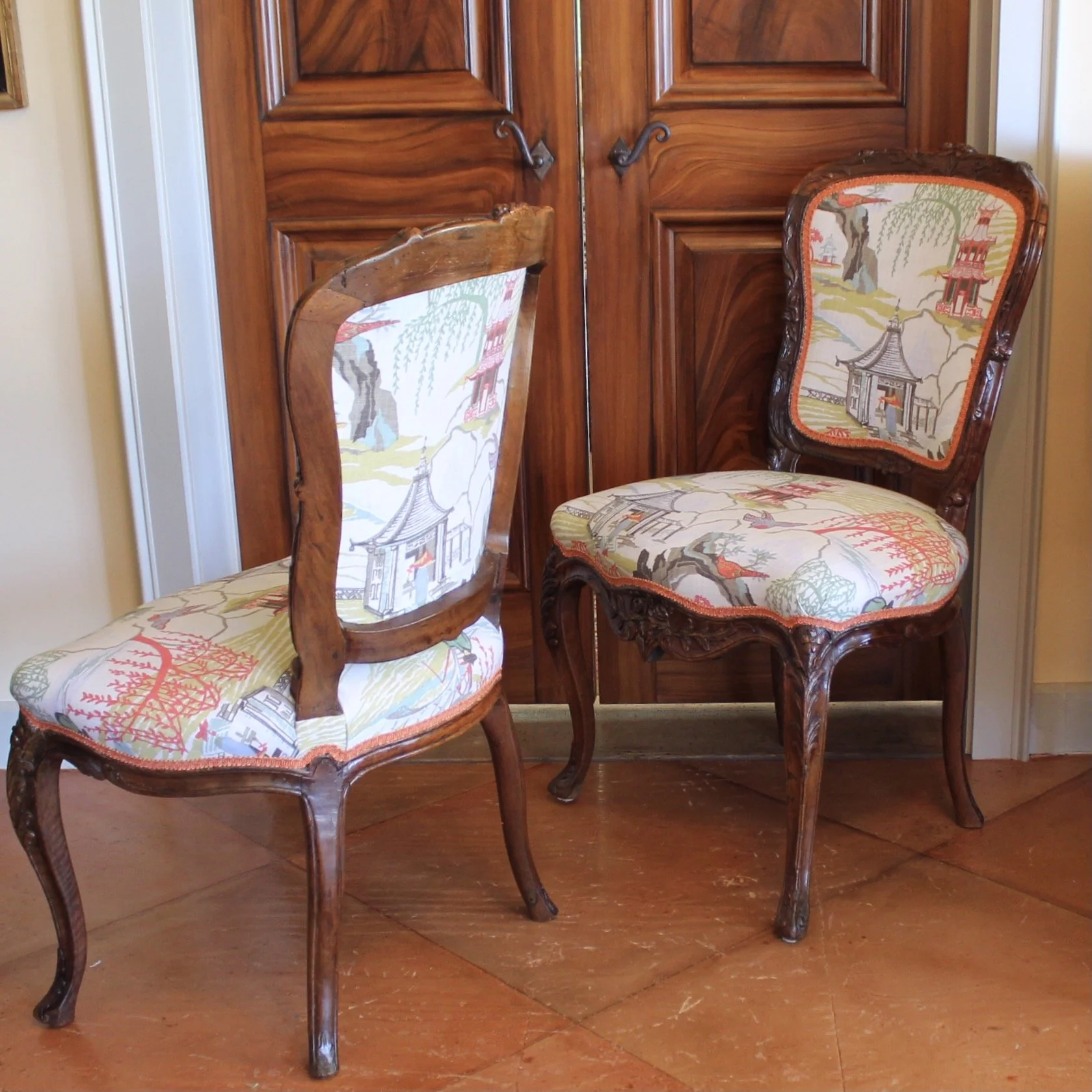 Pair of Exceptional Rococo Period Side Chairs, Probably German, 18th Century