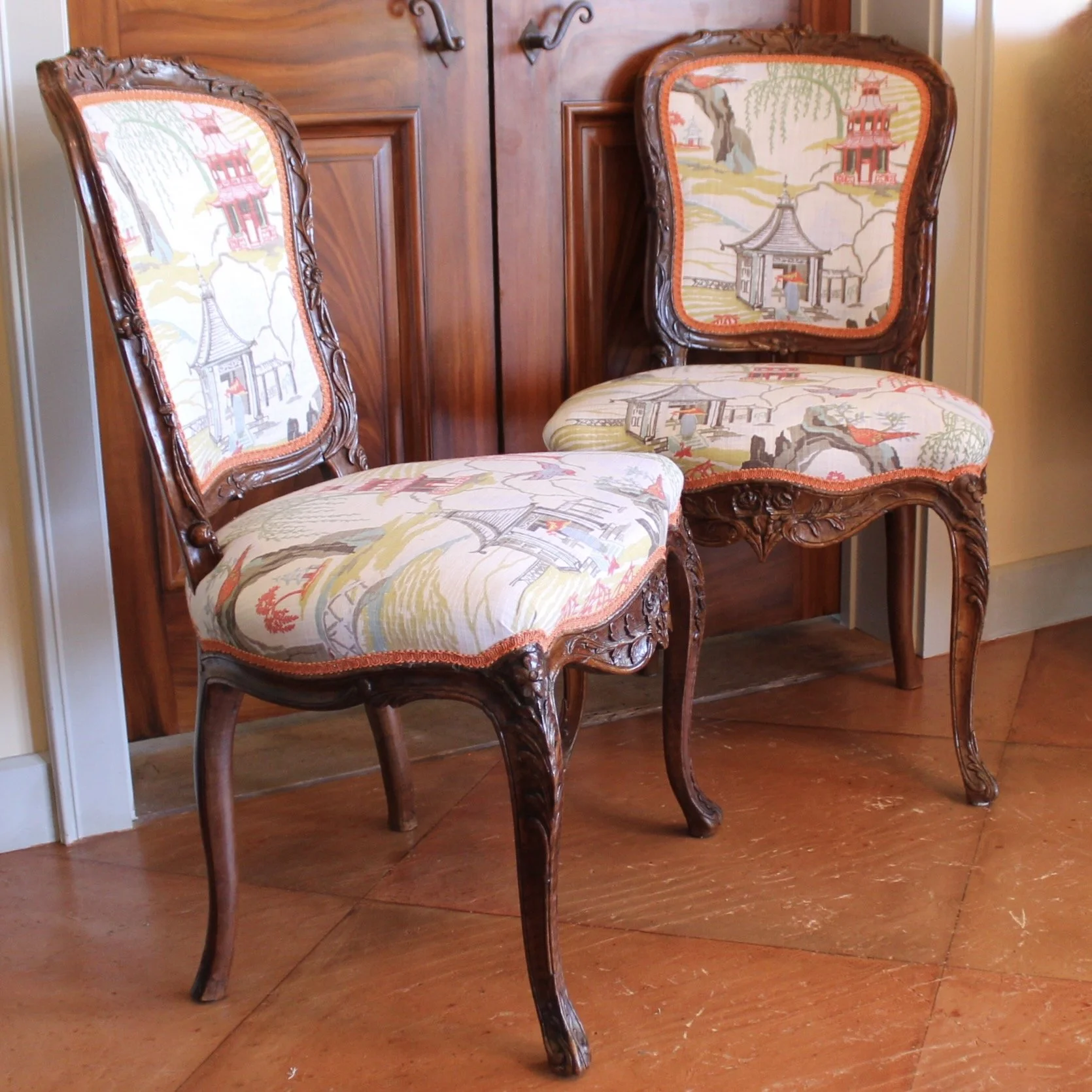 Pair of Exceptional Rococo Period Side Chairs, Probably German, 18th Century
