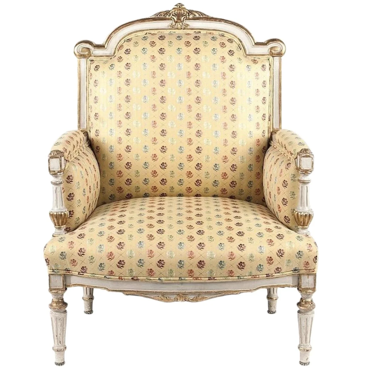 Italian Painted and Parcel Gilt Marquise Armchair, 19th Century