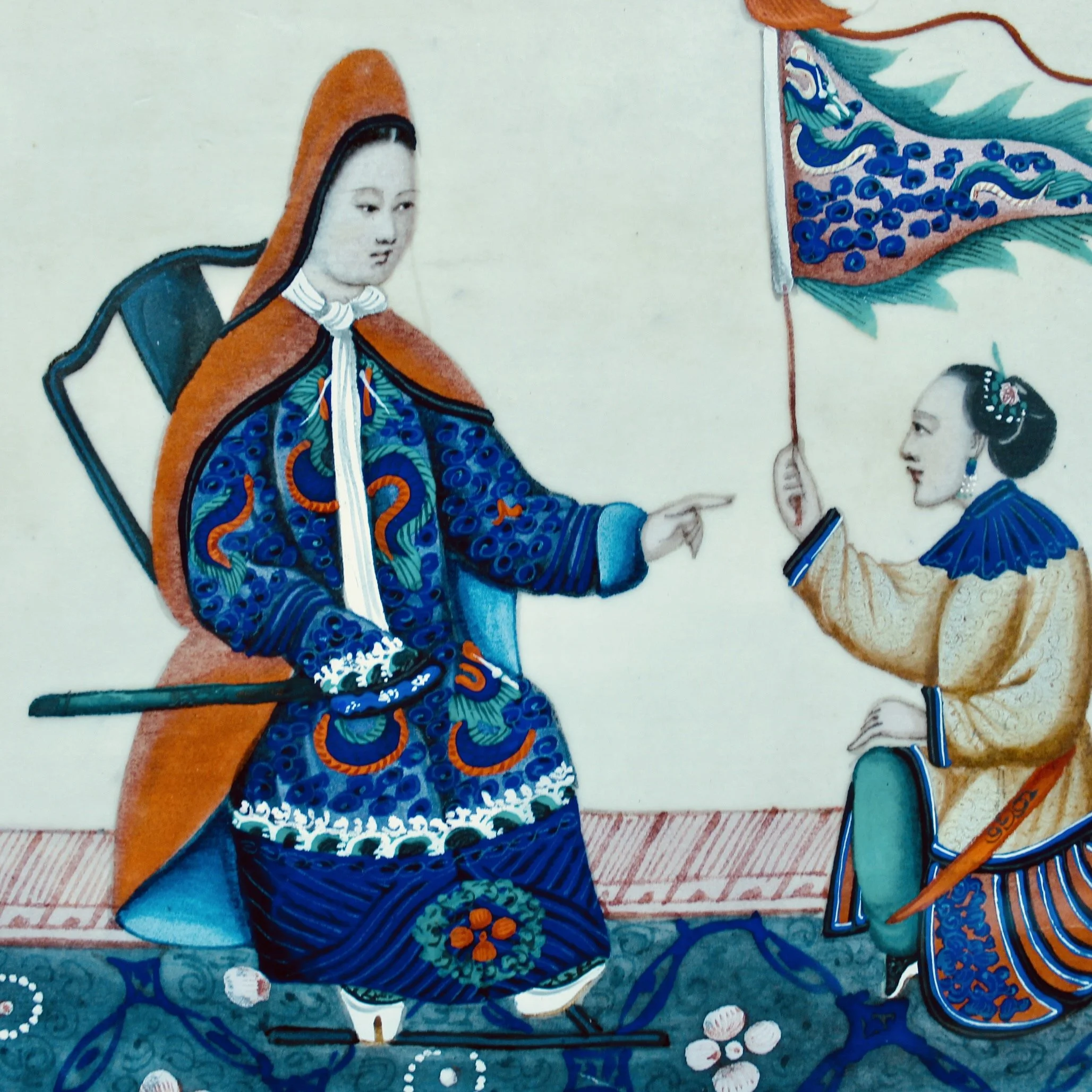 Pair of Chinese Export Paintings on Mulberry Pith Paper, 19th Century