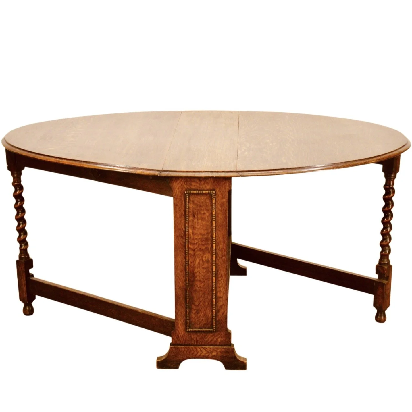 English Oak Sunderland Drop Leaf Dining Table with Barley Twist Legs