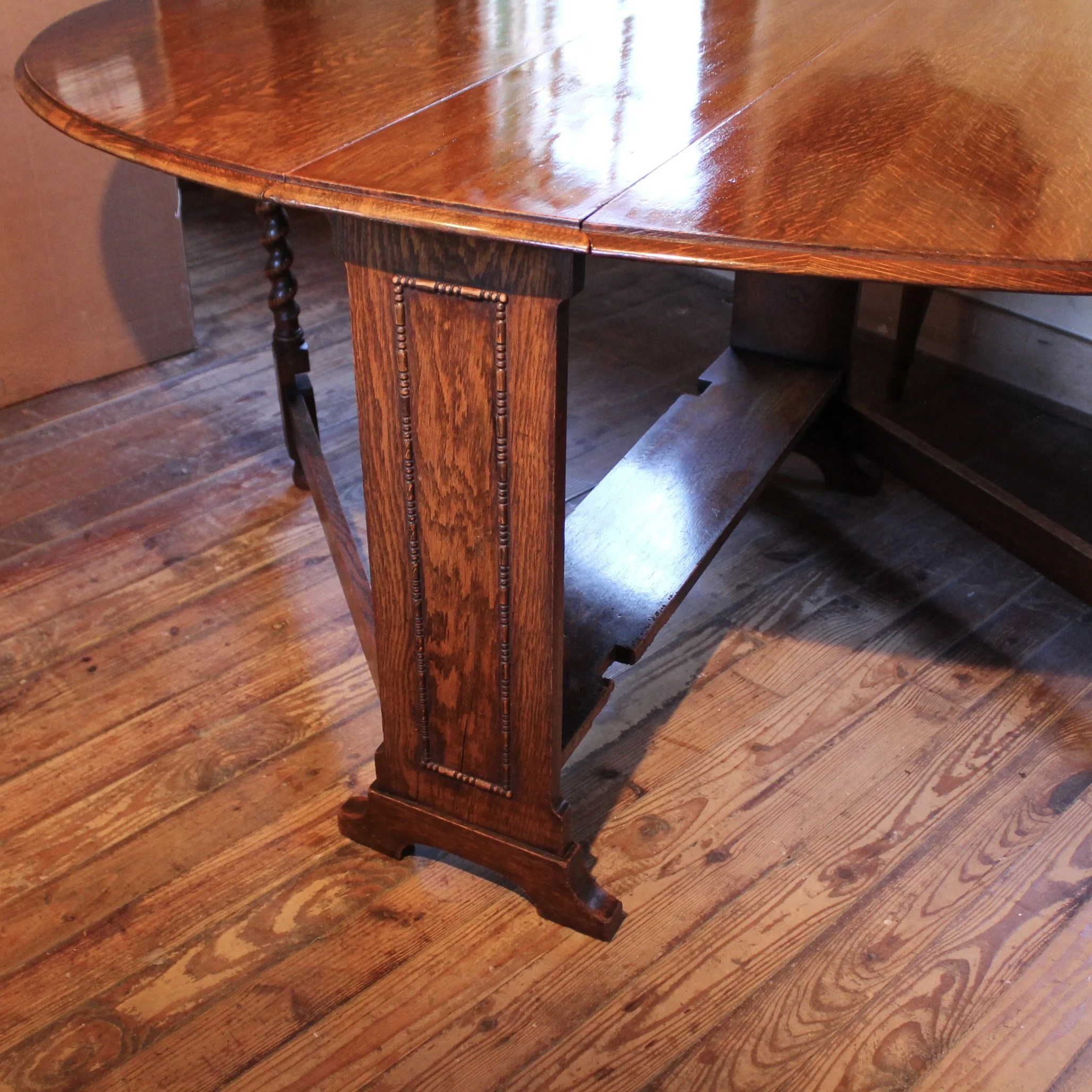 English Oak Sunderland Drop Leaf Dining Table with Barley Twist Legs