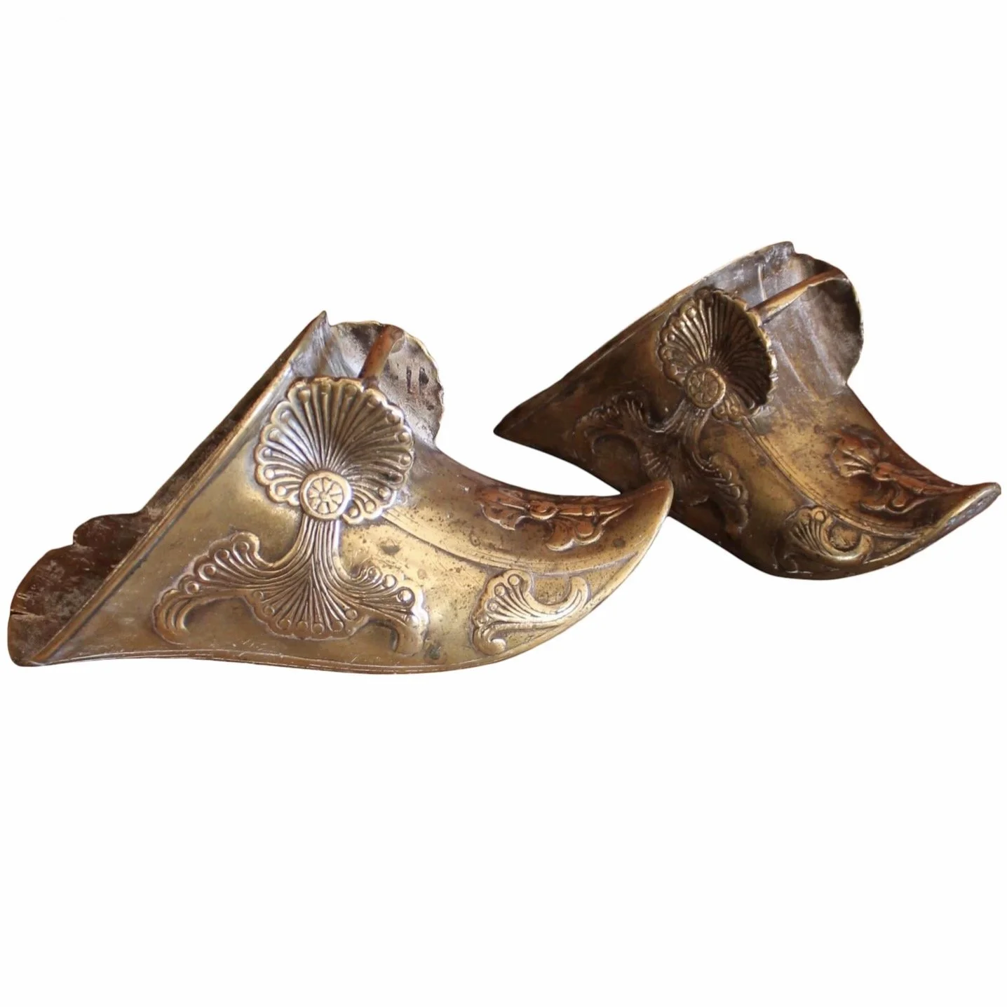 Brass Stirrups With Anthemion Ornament, 19th Century Spanish Colonial