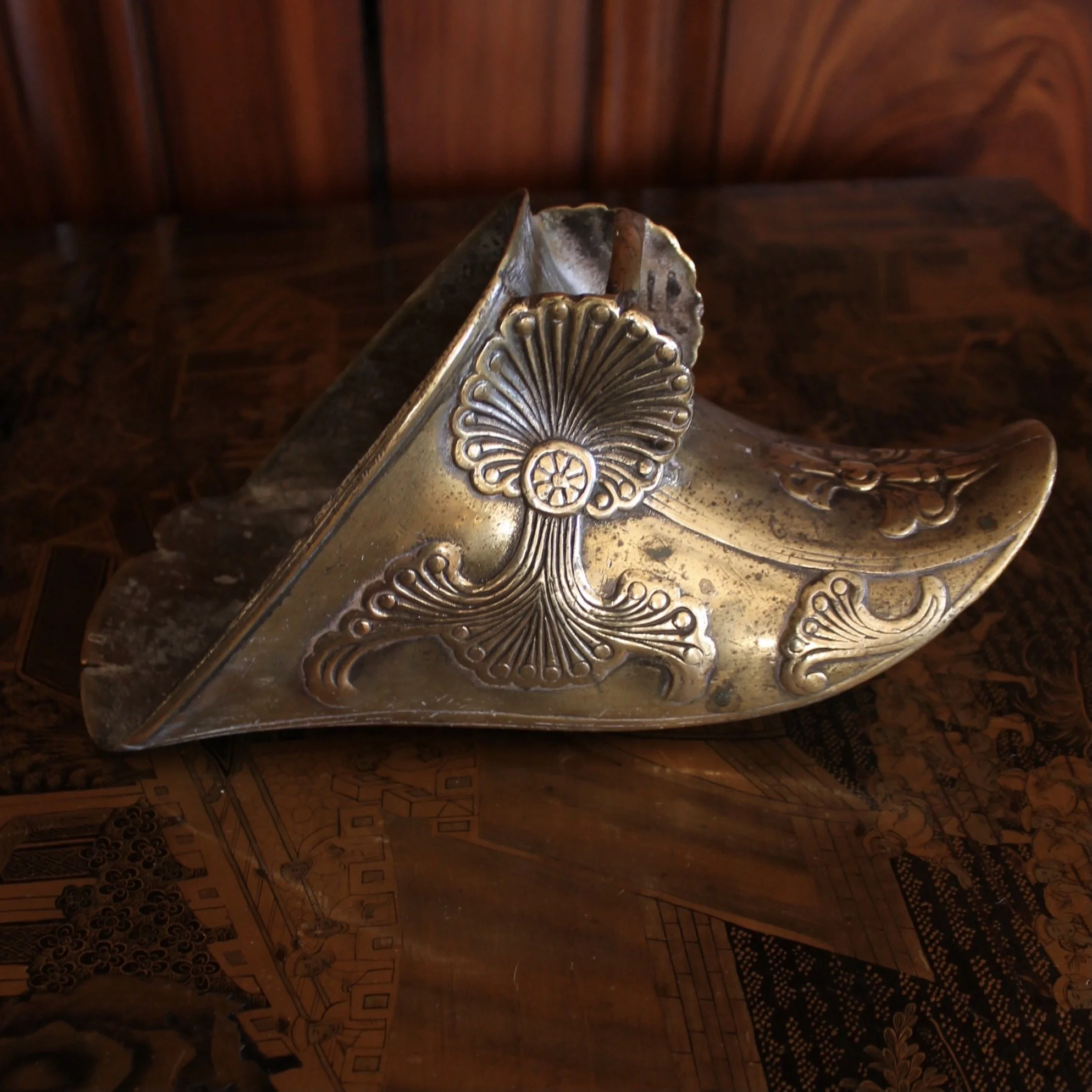 Brass Stirrups With Anthemion Ornament, 19th Century Spanish Colonial