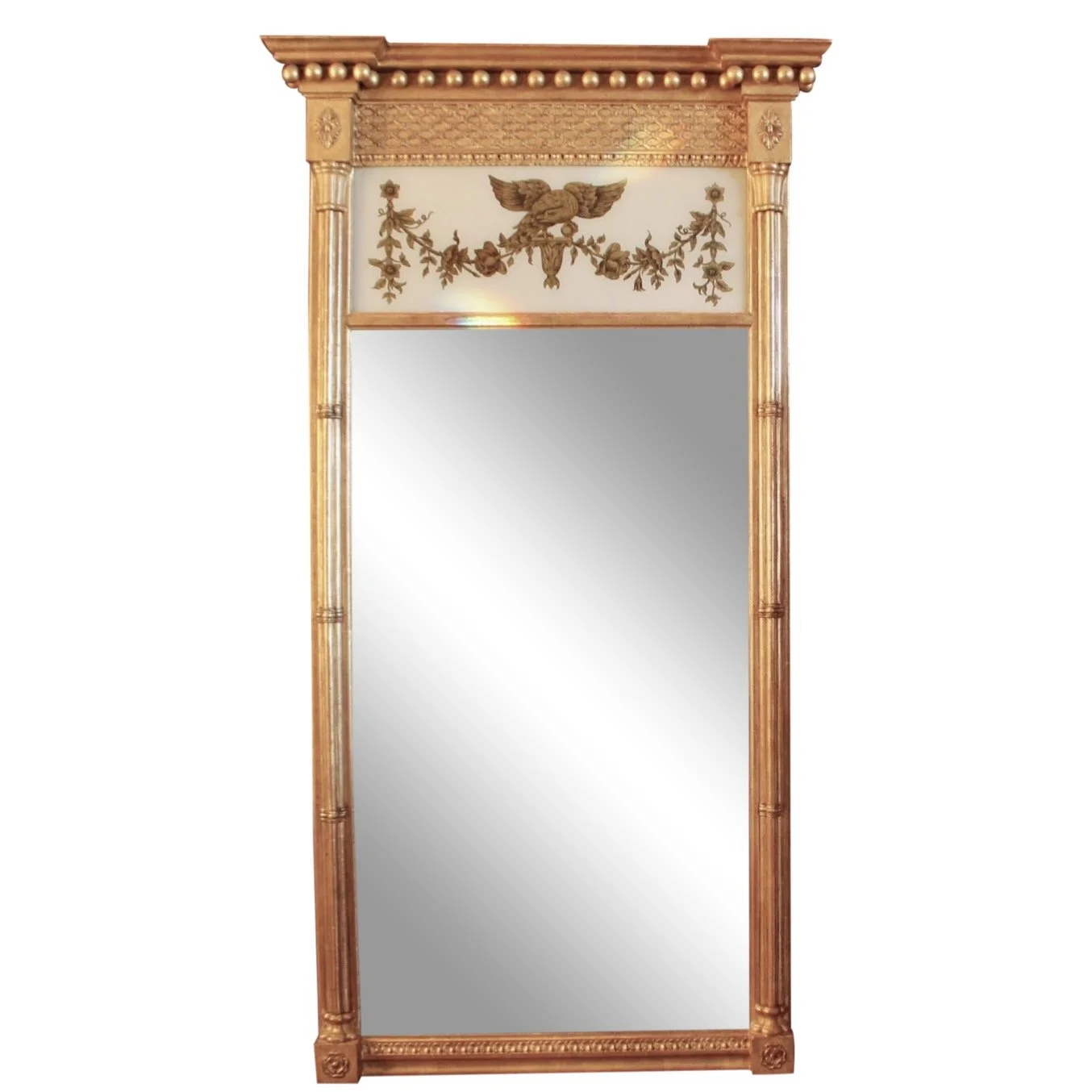 Large Federal Style Gilt Wood Tabernacle Pier Mirror, 20th Century