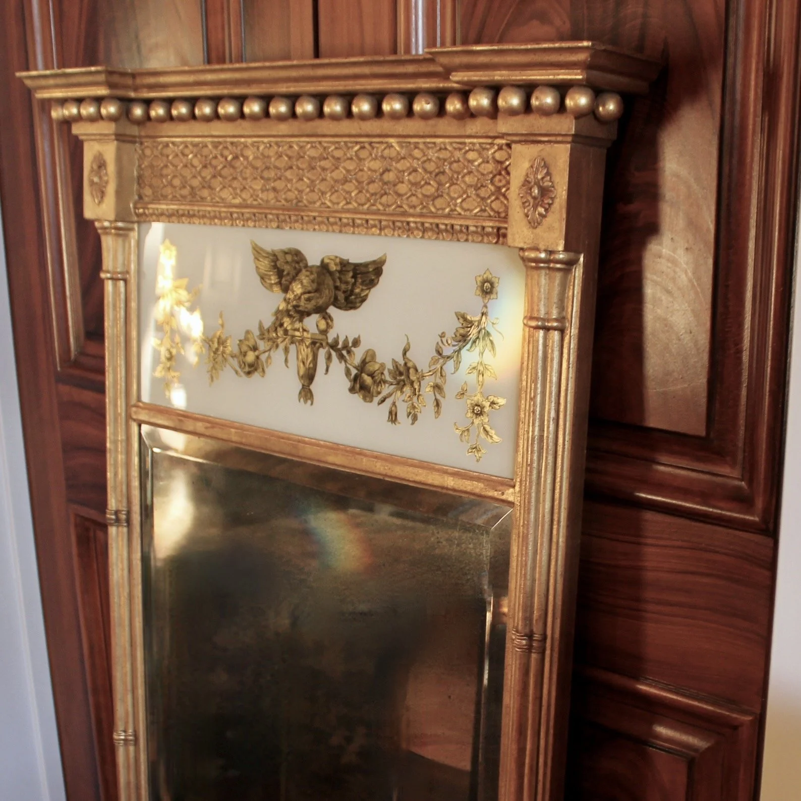 Large Federal Style Gilt Wood Tabernacle Pier Mirror