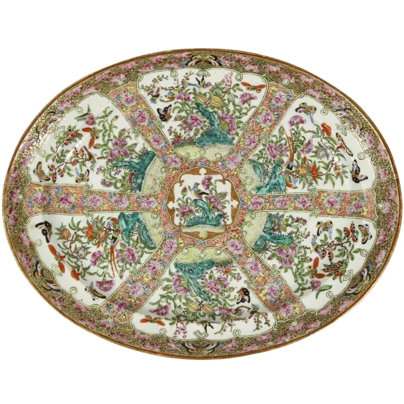 Large Rose Canton Chinese Export Porcelain Platter