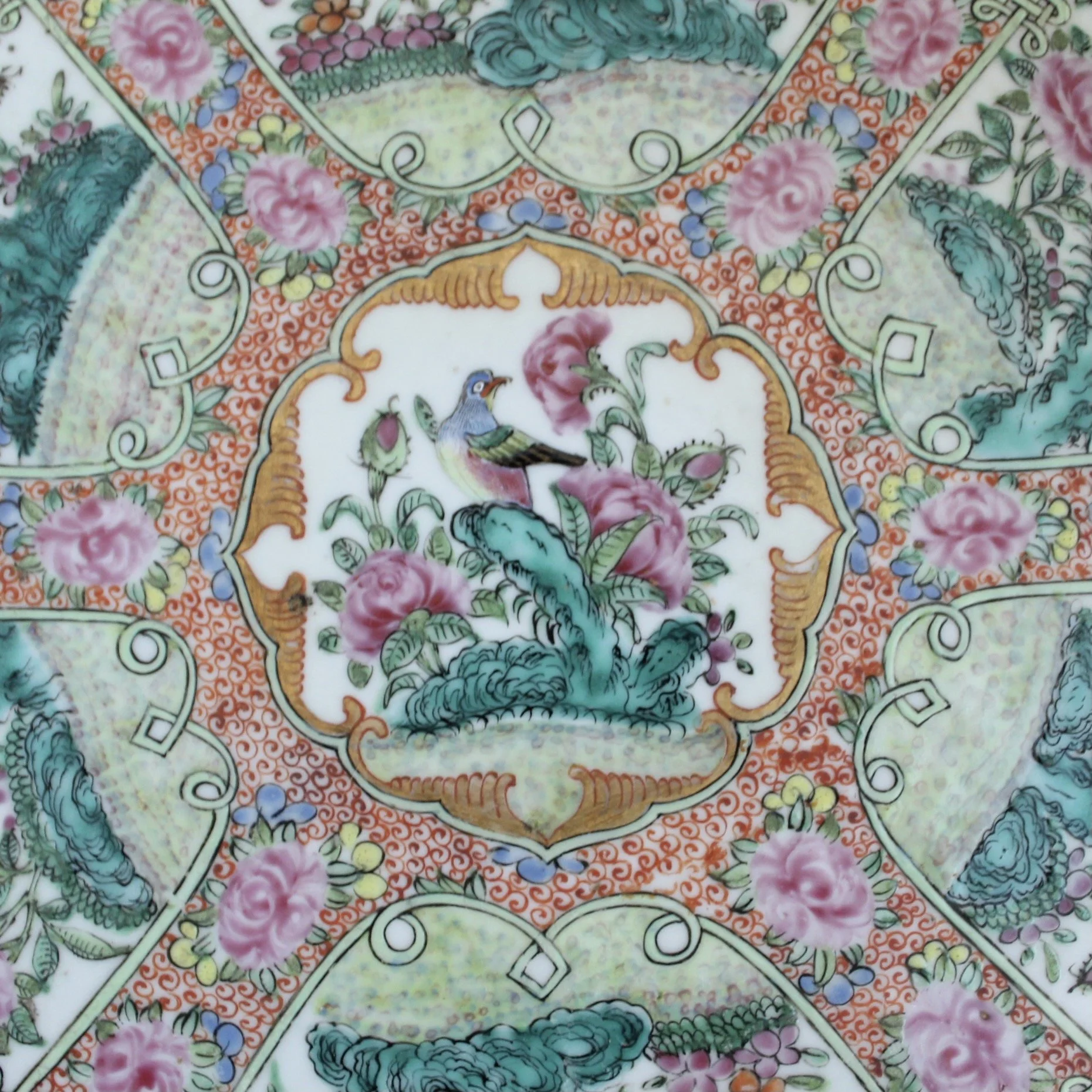 Large Rose Canton Chinese Export Porcelain Platter