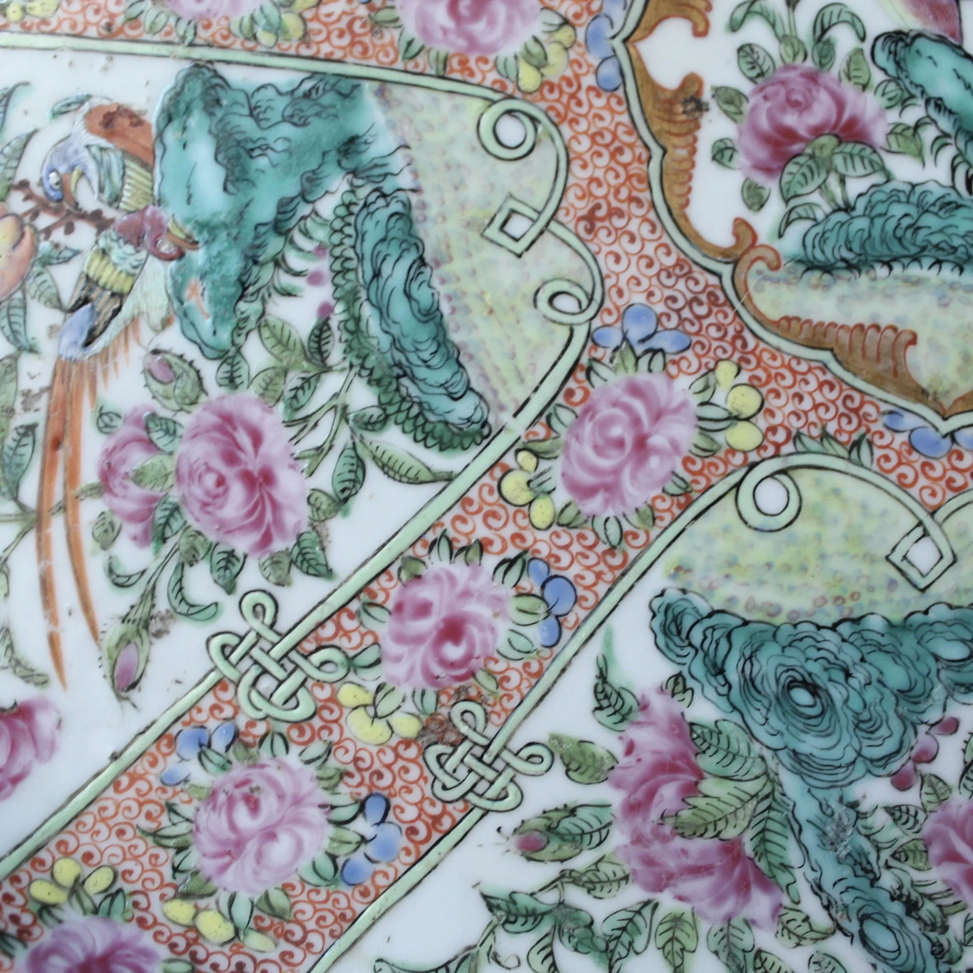 Large Rose Canton Chinese Export Porcelain Platter