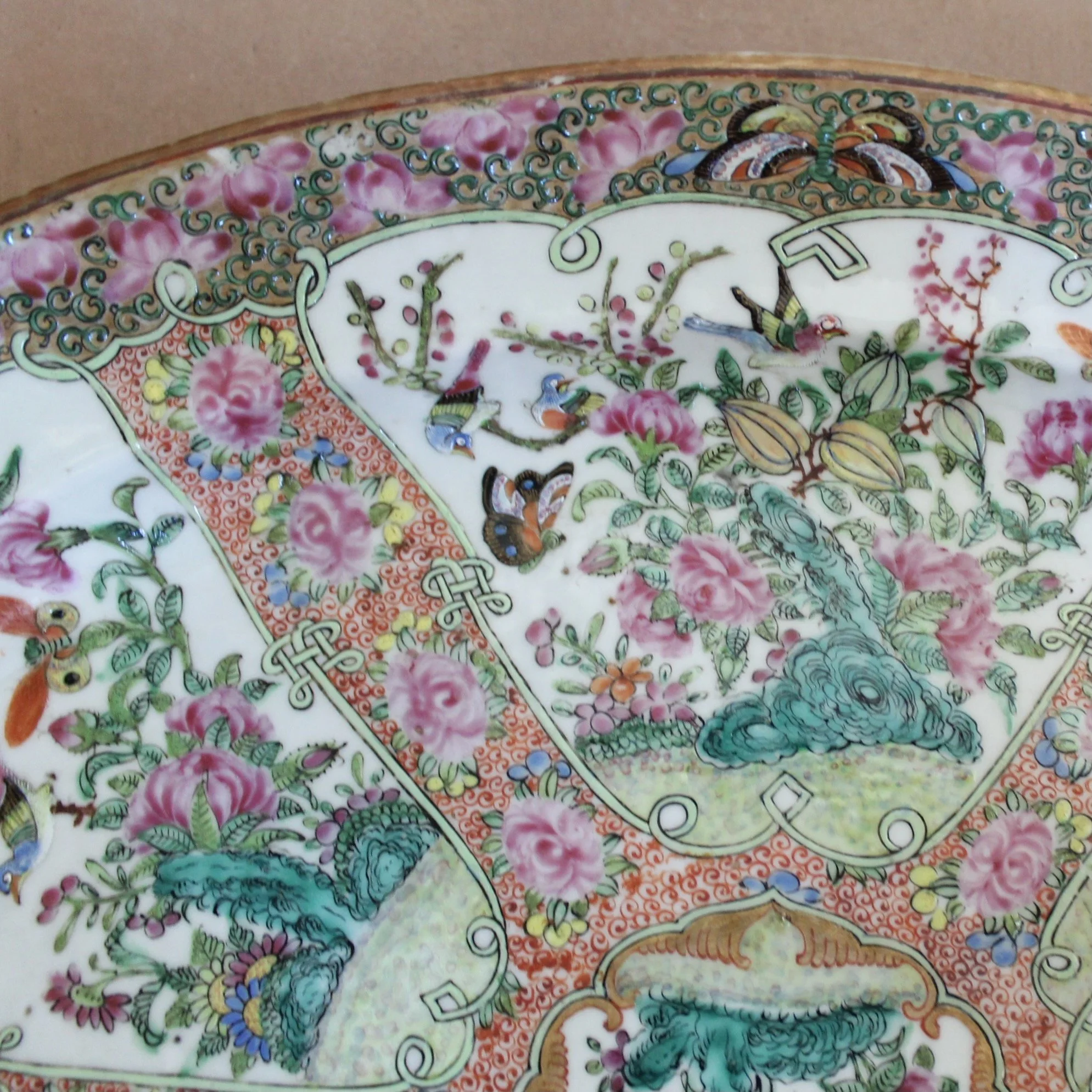 Large Rose Canton Chinese Export Porcelain Platter