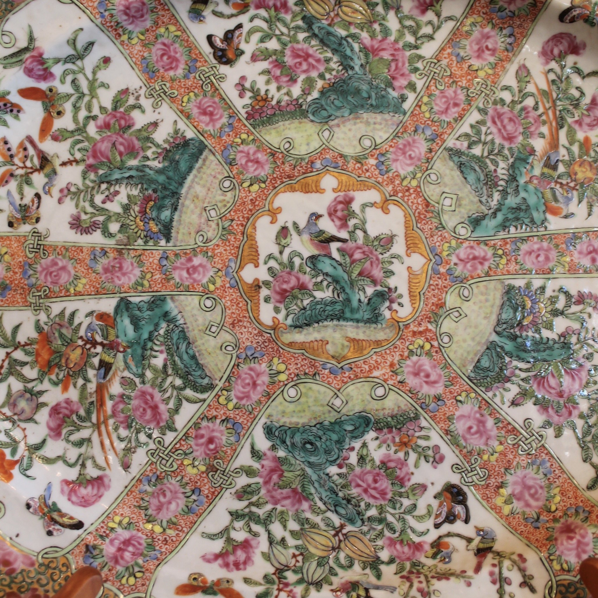 Large Rose Canton Chinese Export Porcelain Platter