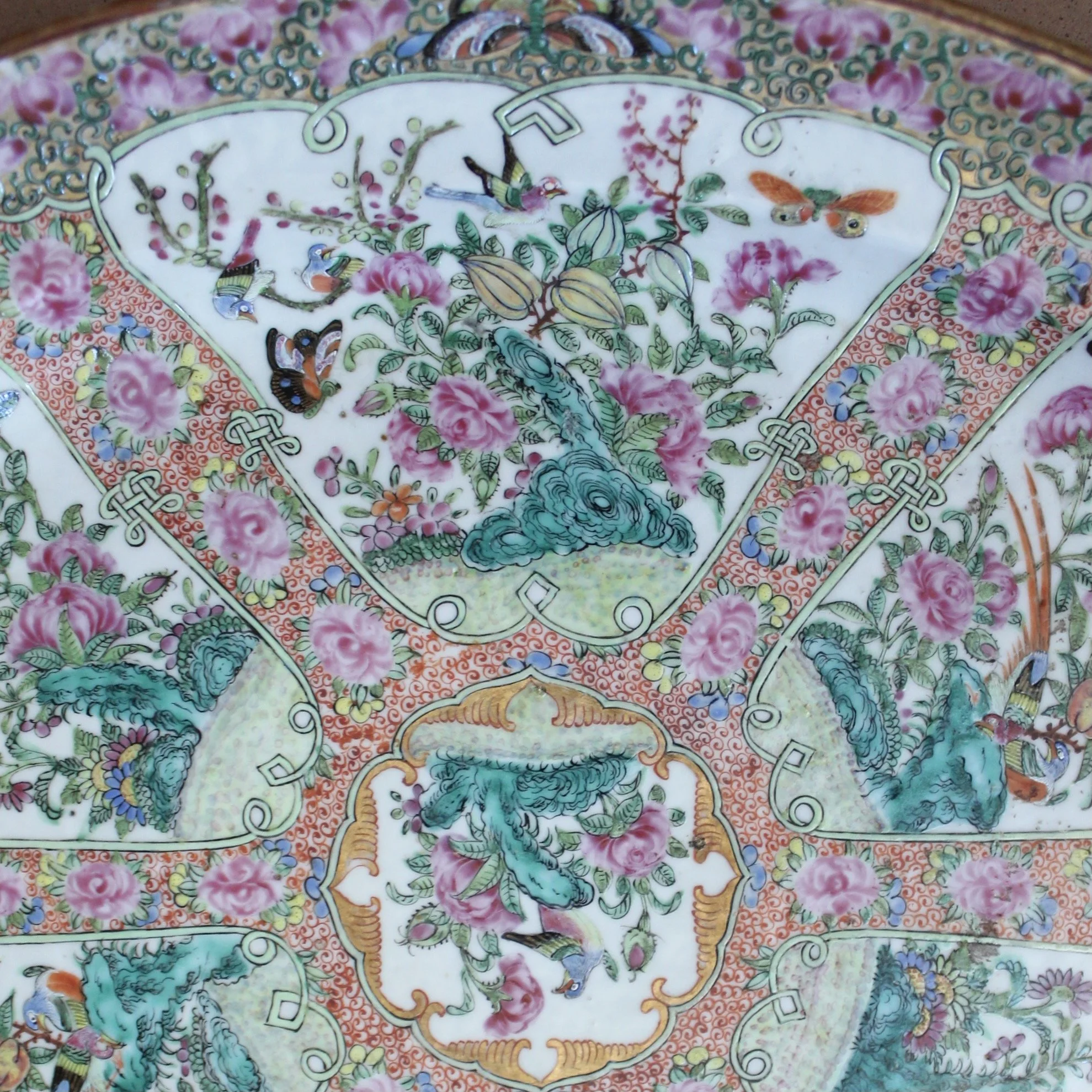 Large Rose Canton Chinese Export Porcelain Platter