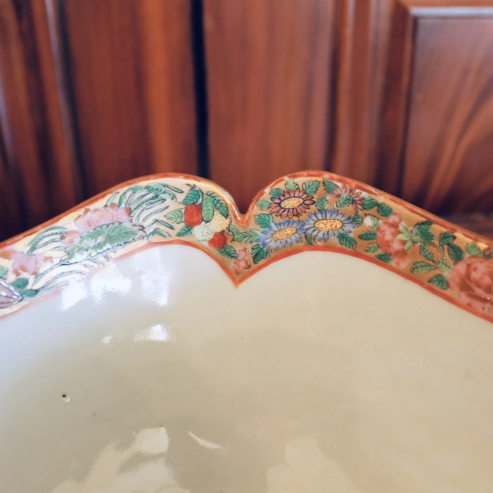 Chinese Export "Thousand Butterfly” Pattern Cut Corner Porcelain Bowl