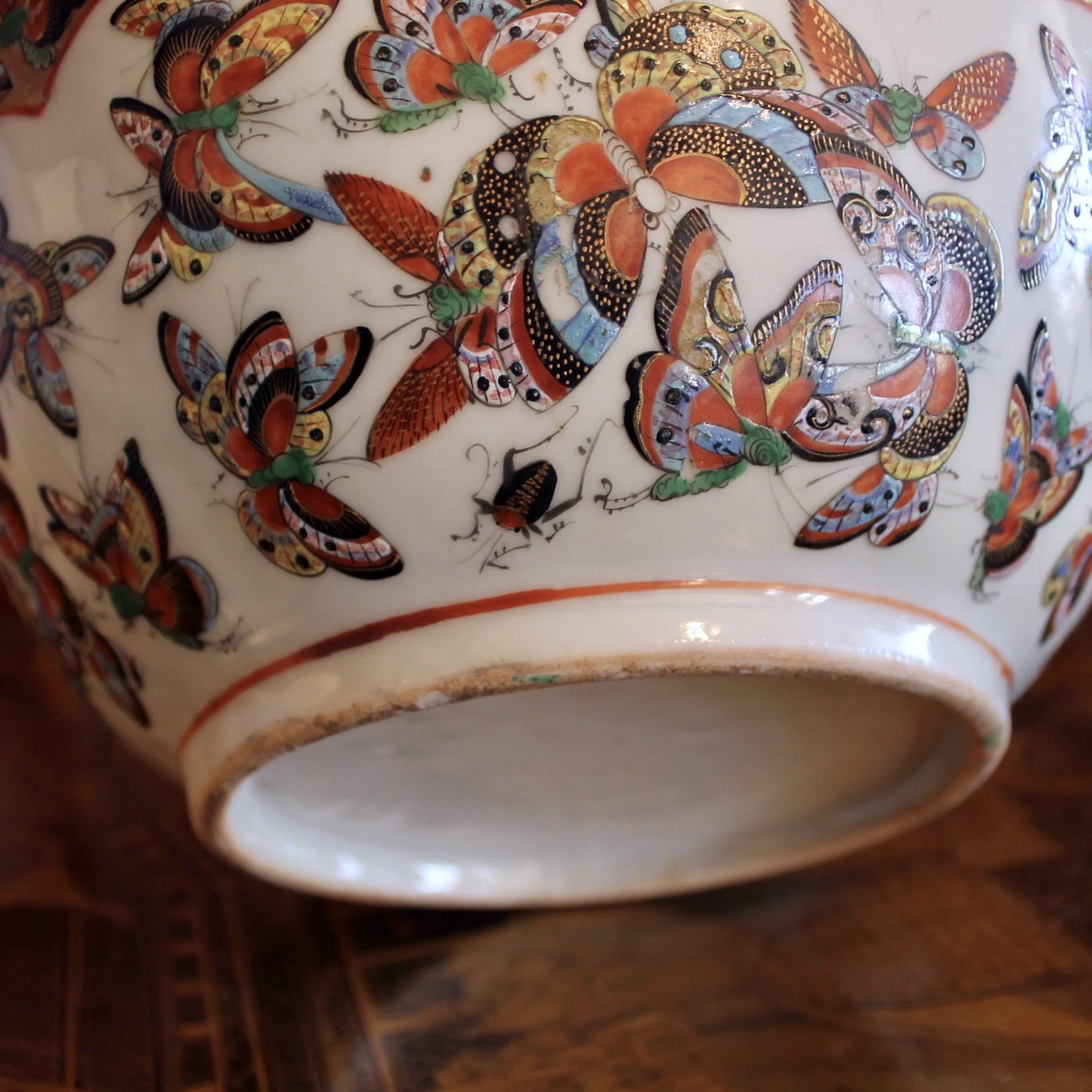 Chinese Export "Thousand Butterfly” Pattern Cut Corner Porcelain Bowl