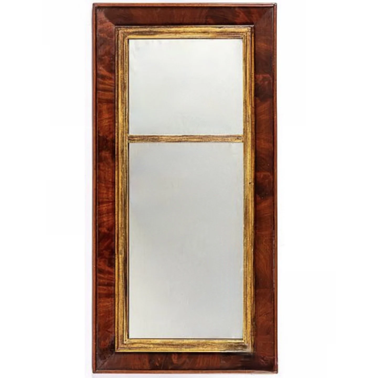 English Small Mahogany and Gilt Mirror