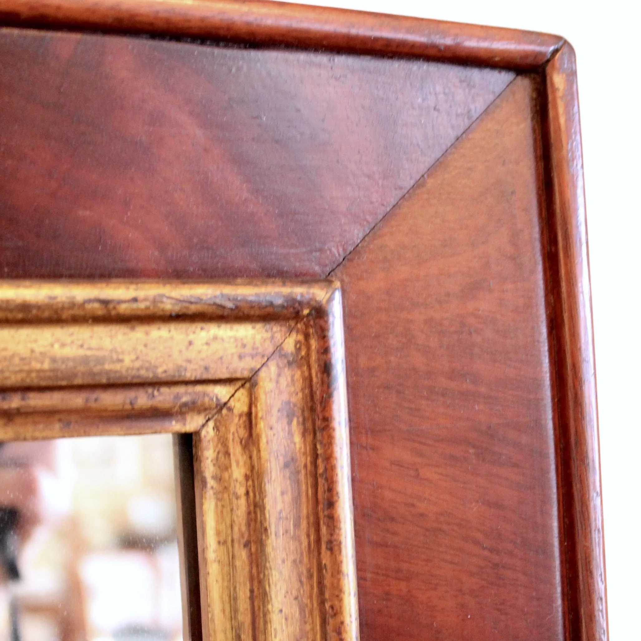 English Small Mahogany and Gilt Mirror