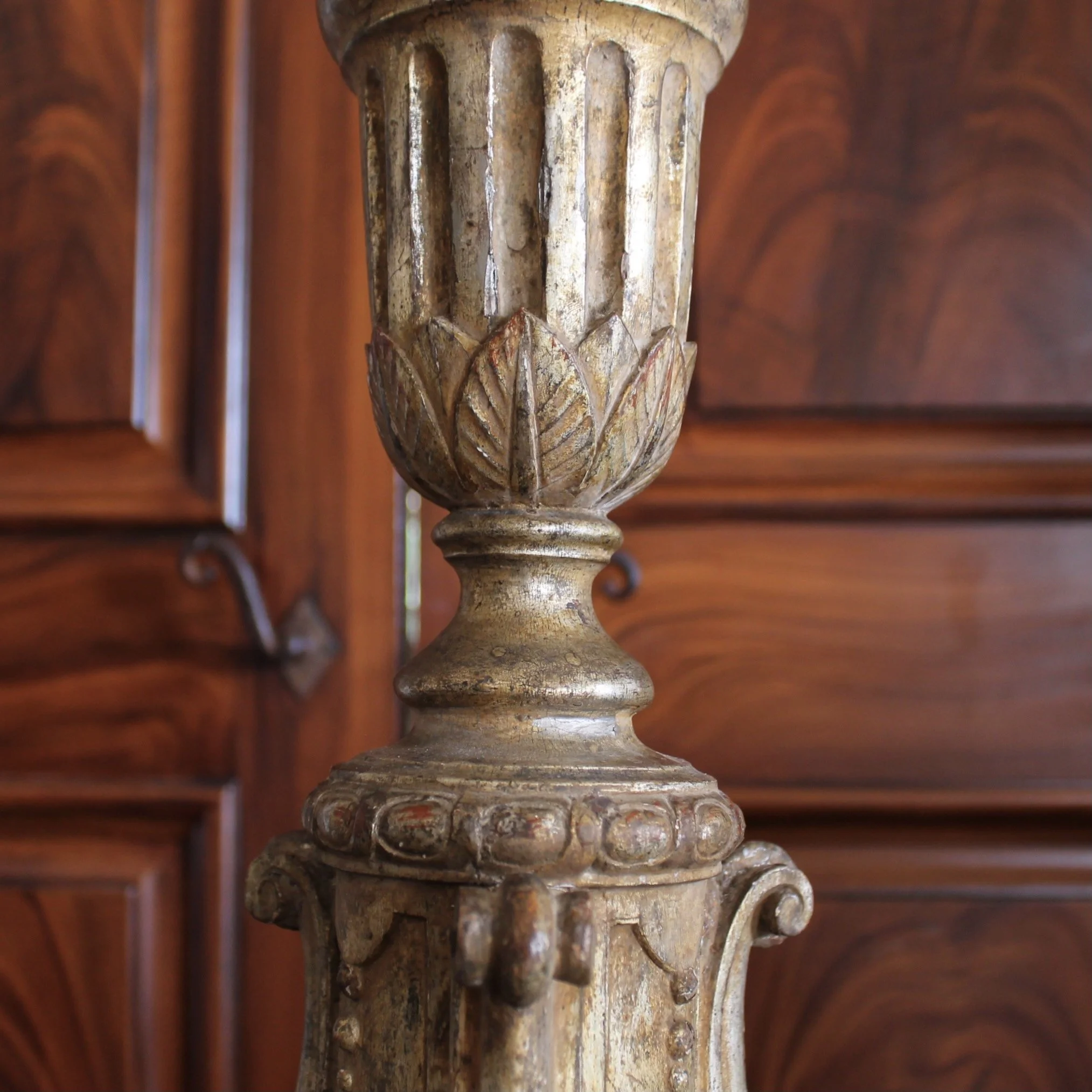 Pair of Tall Italian Silver Gilt Prickets, 18th Century