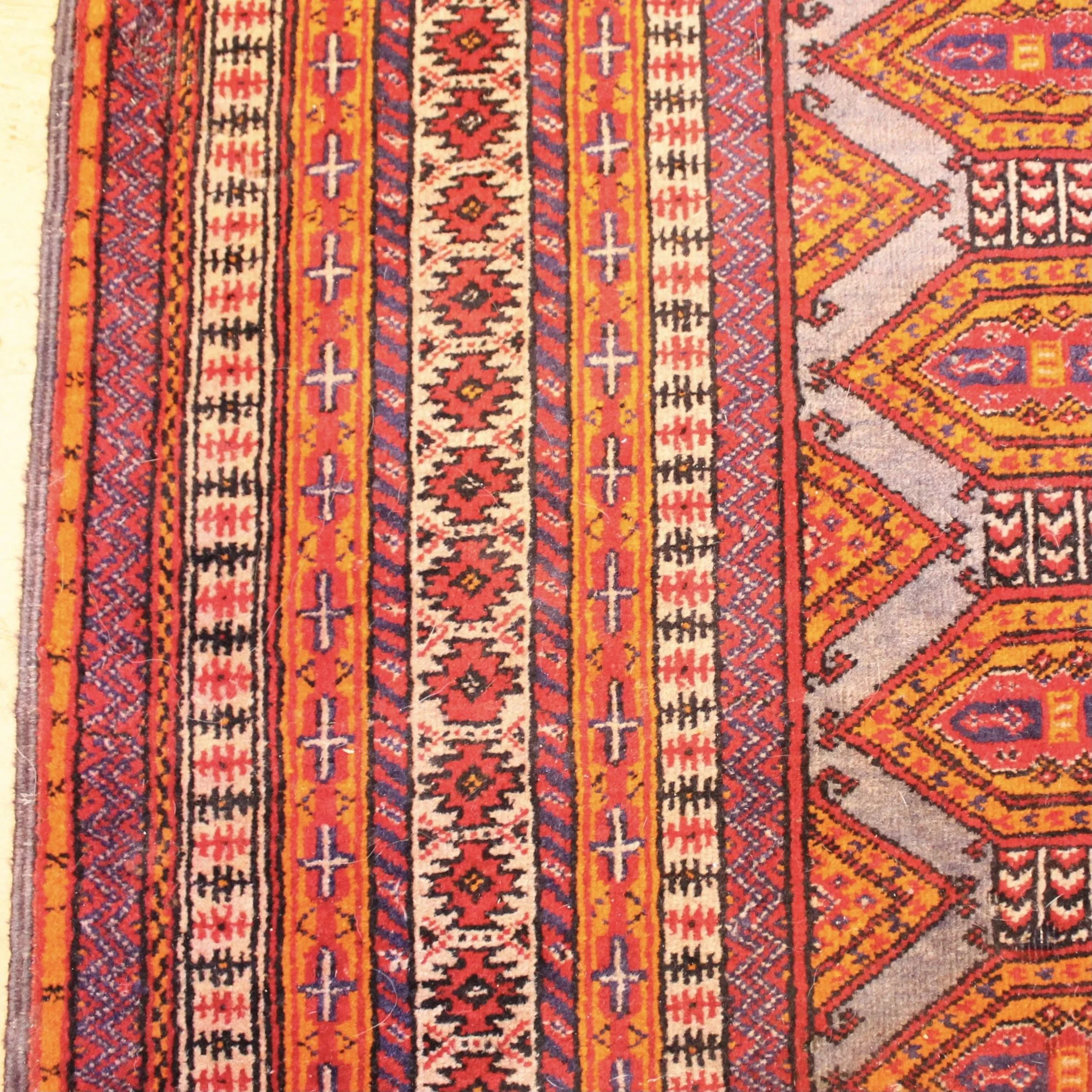 Tekke Bokhara Rug in Orange and Light Blue