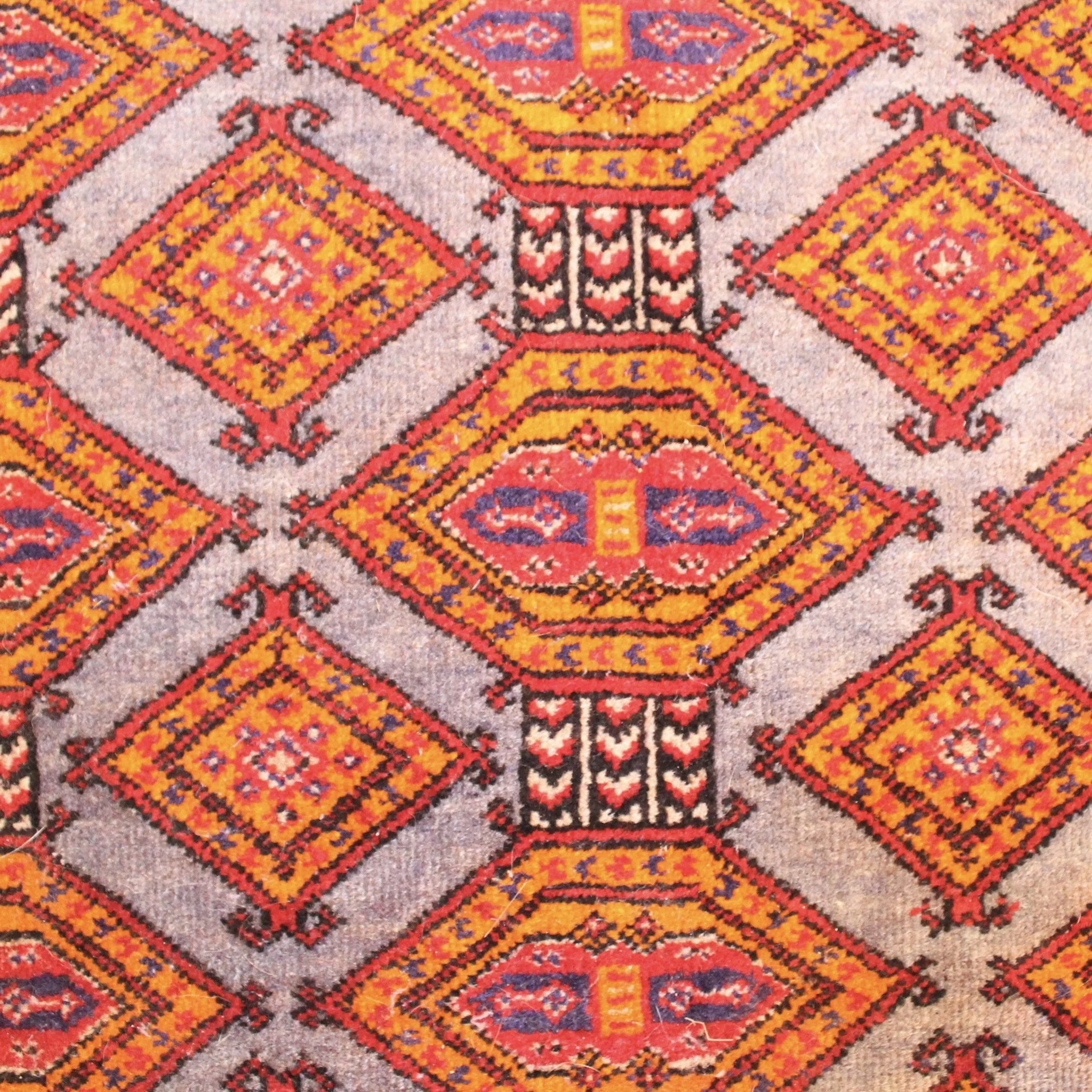 Tekke Bokhara Rug in Orange and Light Blue