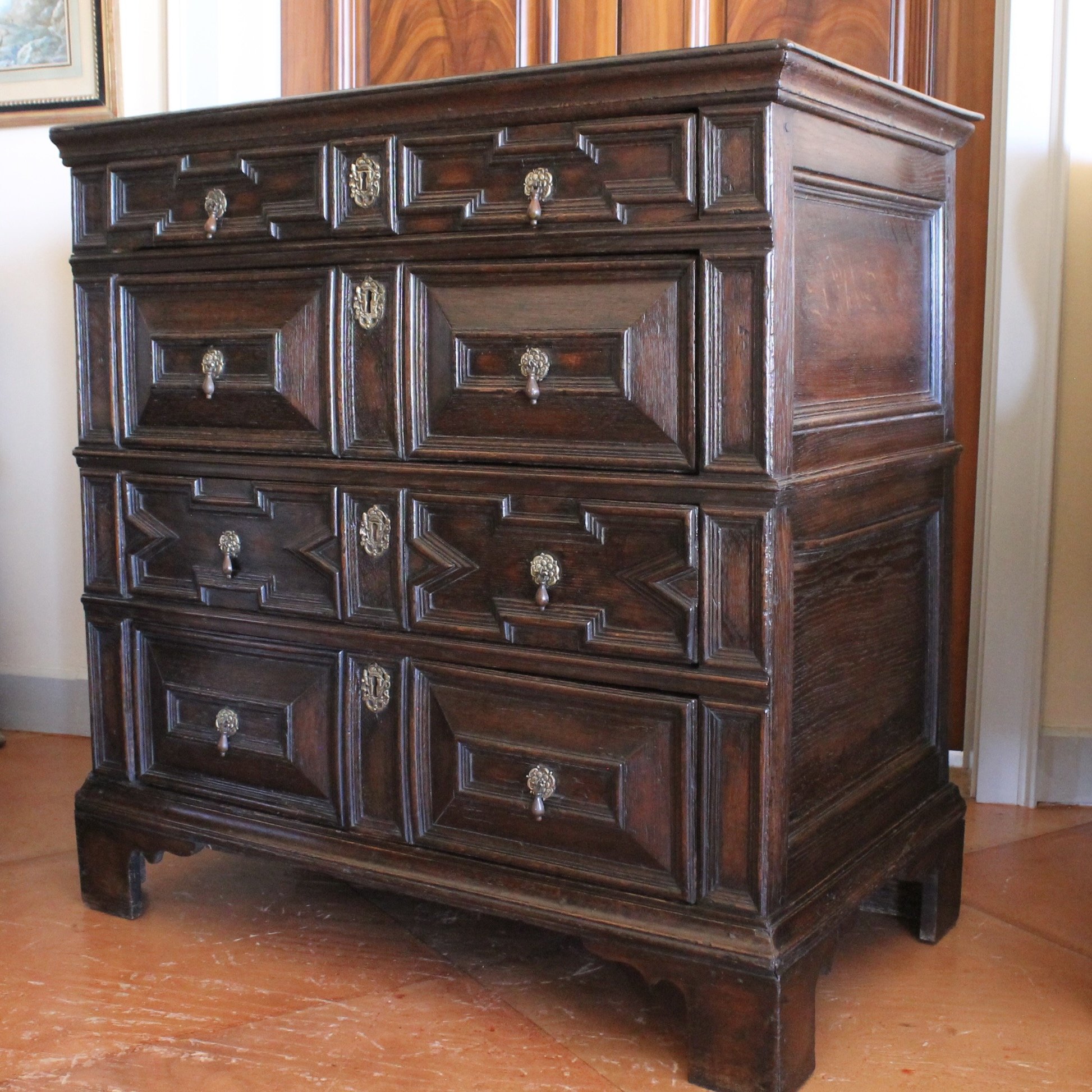 Charles II English Oak Chest of Drawers, 17th century
