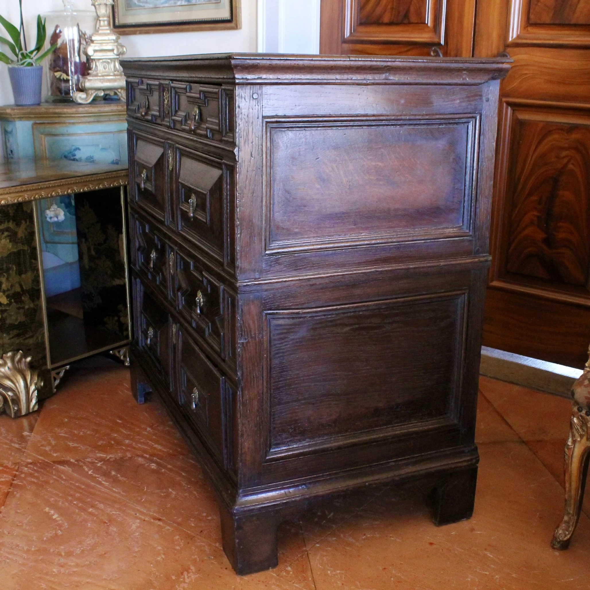 Charles II English Oak Chest of Drawers, 17th century
