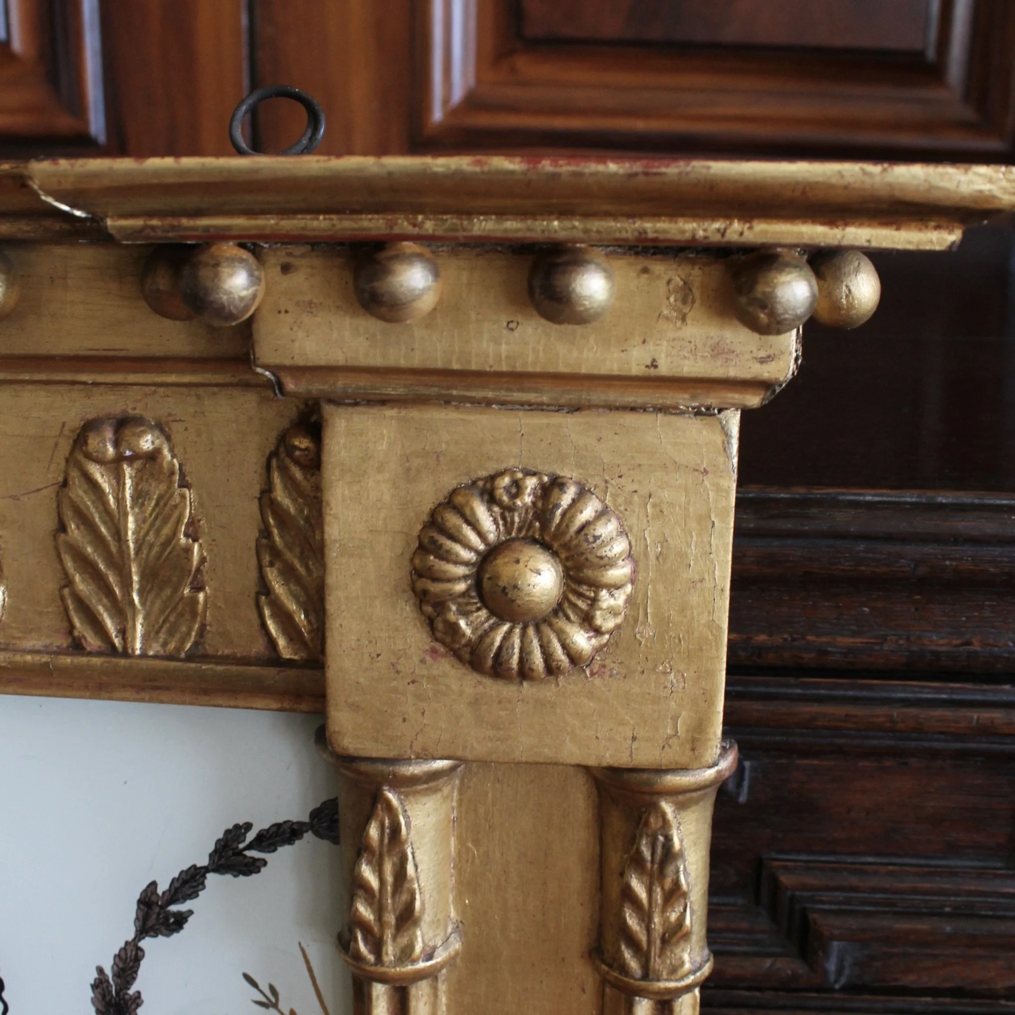 Federal Gilded Tabernacle Mirror with Églomisé Panel