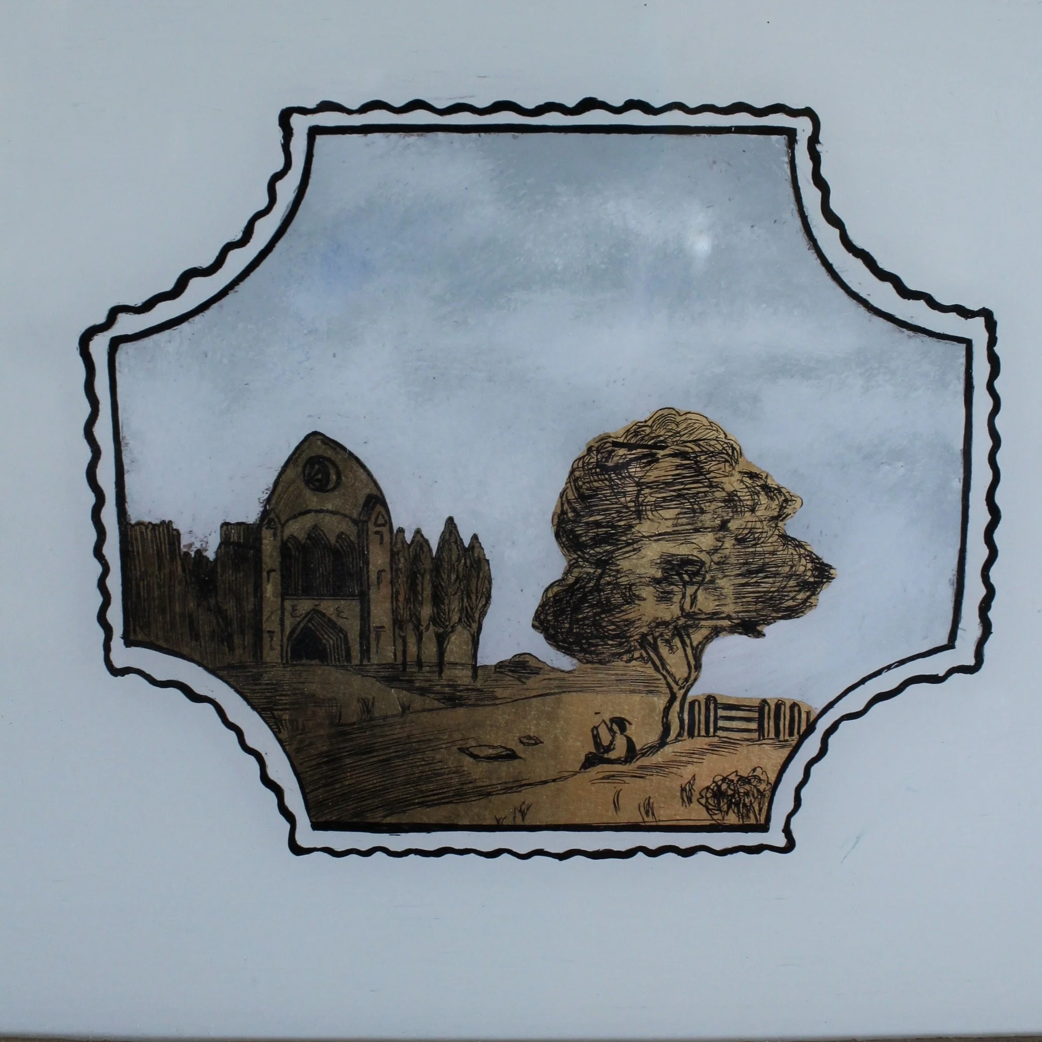 Federal Gilded Tabernacle Mirror with Églomisé Panel