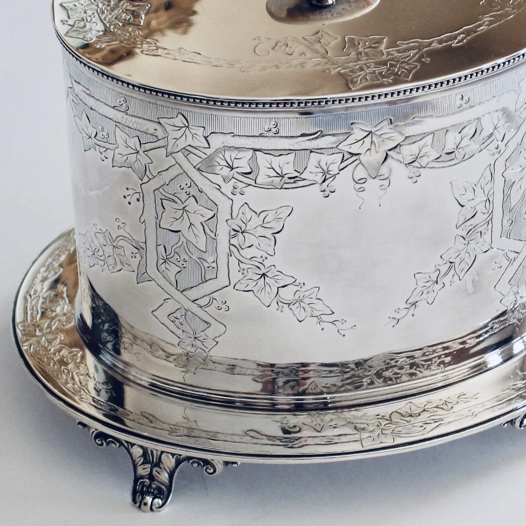 English Silver Plate Biscuit Box