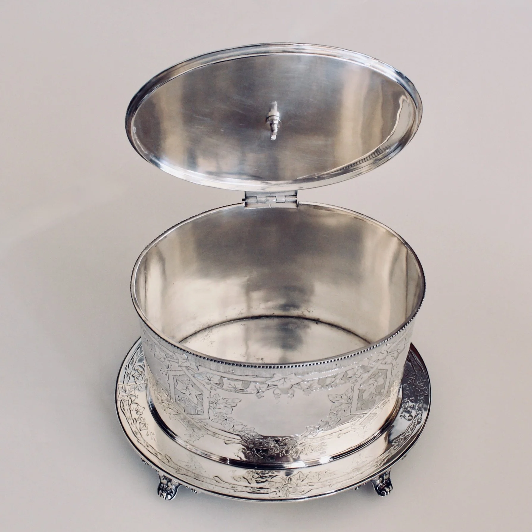 English Silver Plate Biscuit Box