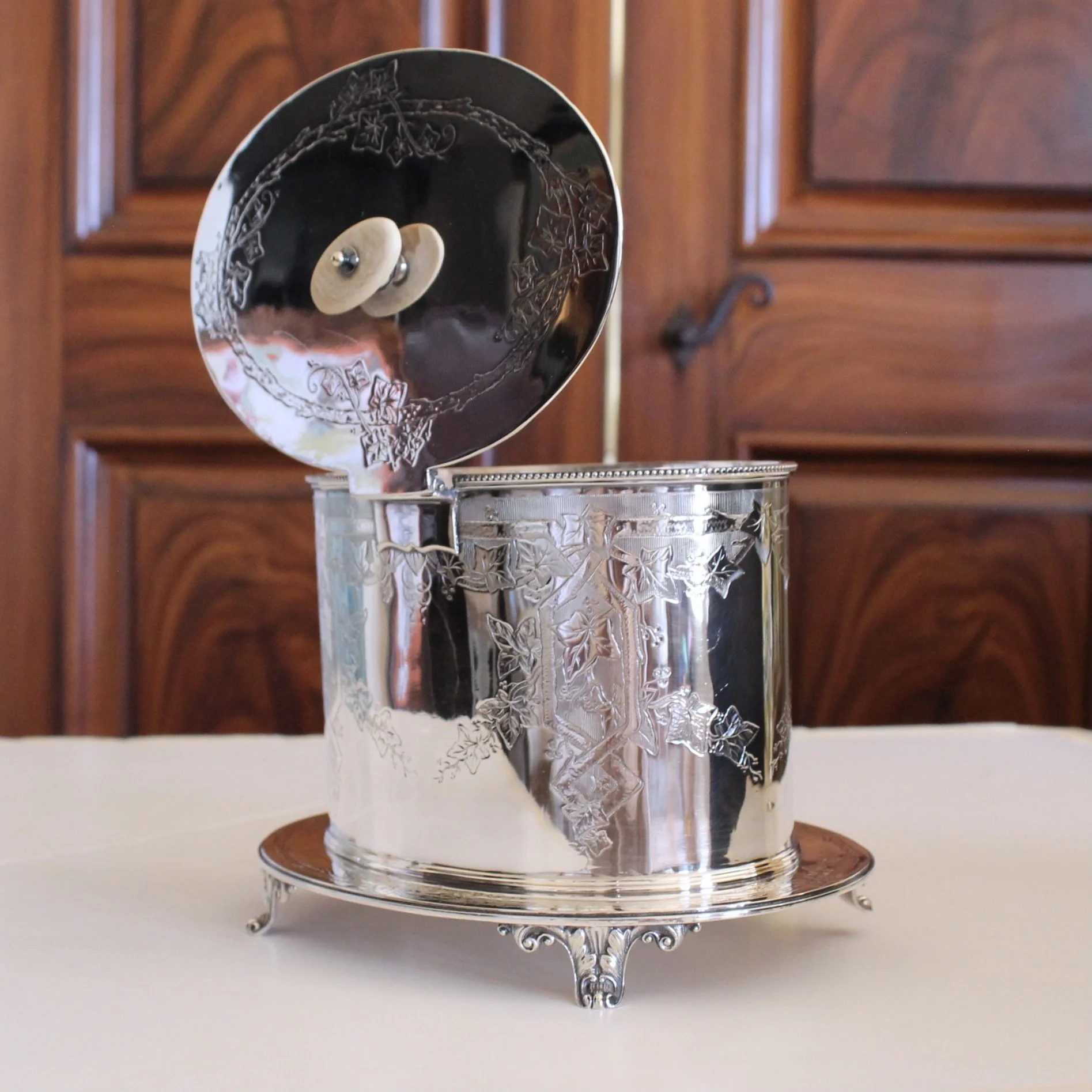 English Silver Plate Biscuit Box