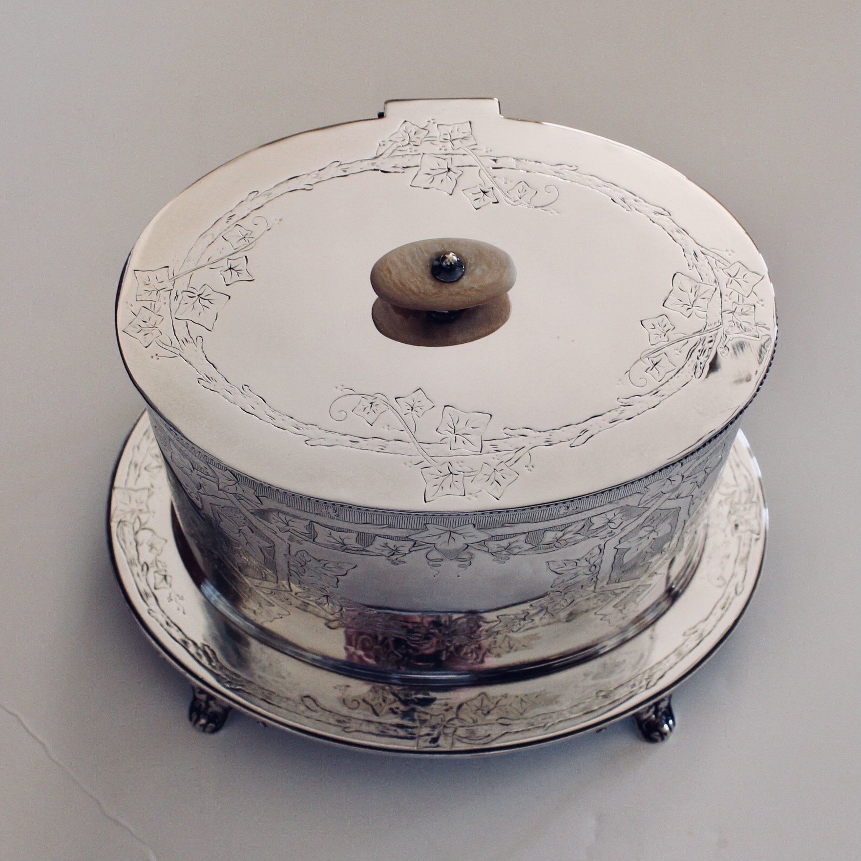 English Silver Plate Biscuit Box