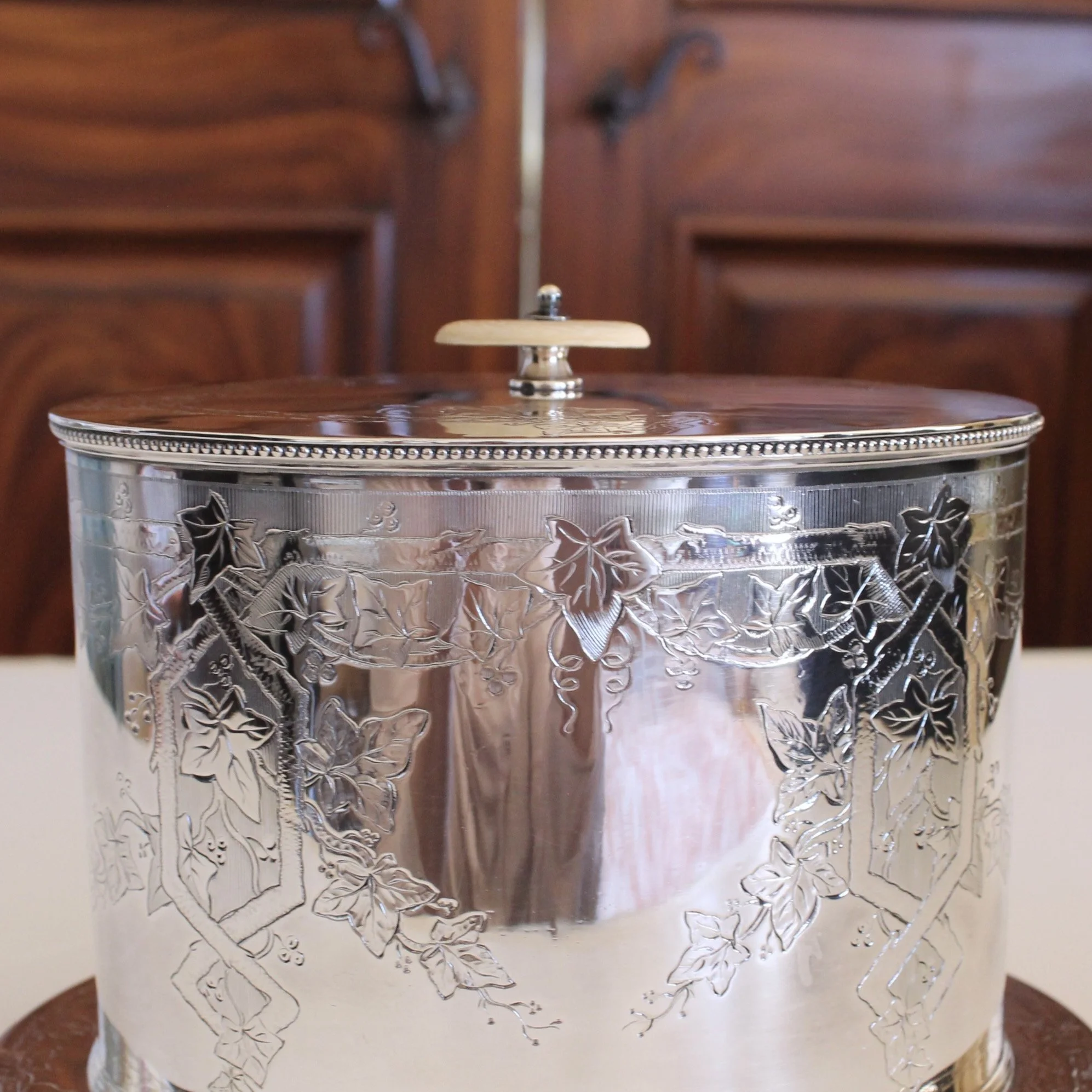 English Silver Plate Biscuit Box