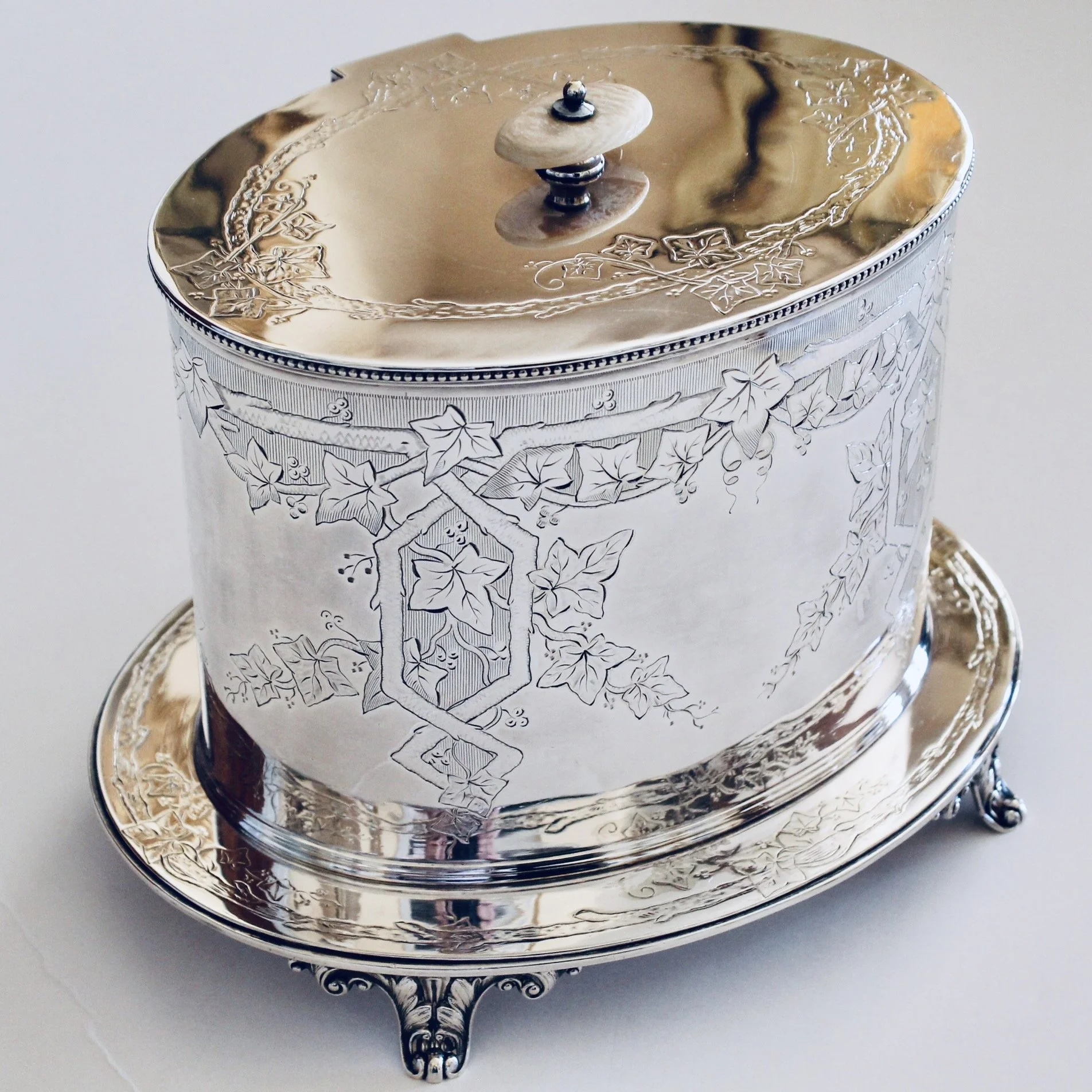 English Silver Plate Biscuit Box