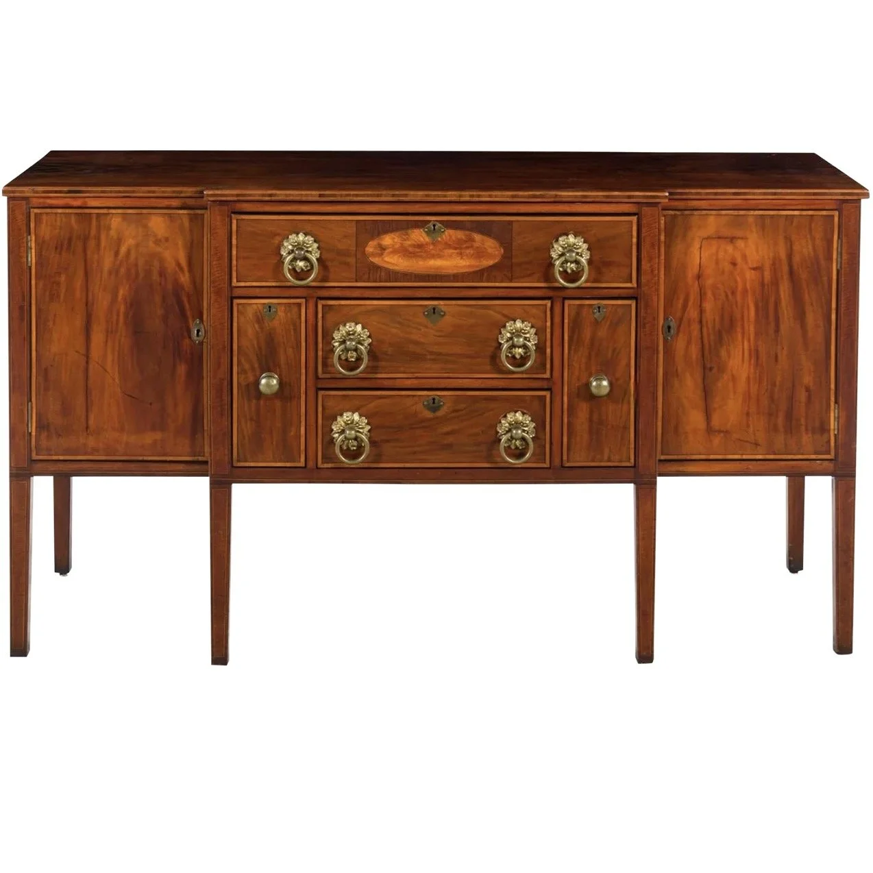 New England (Massachusetts) Federal Mahogany Hunt Board Inlaid Sideboard