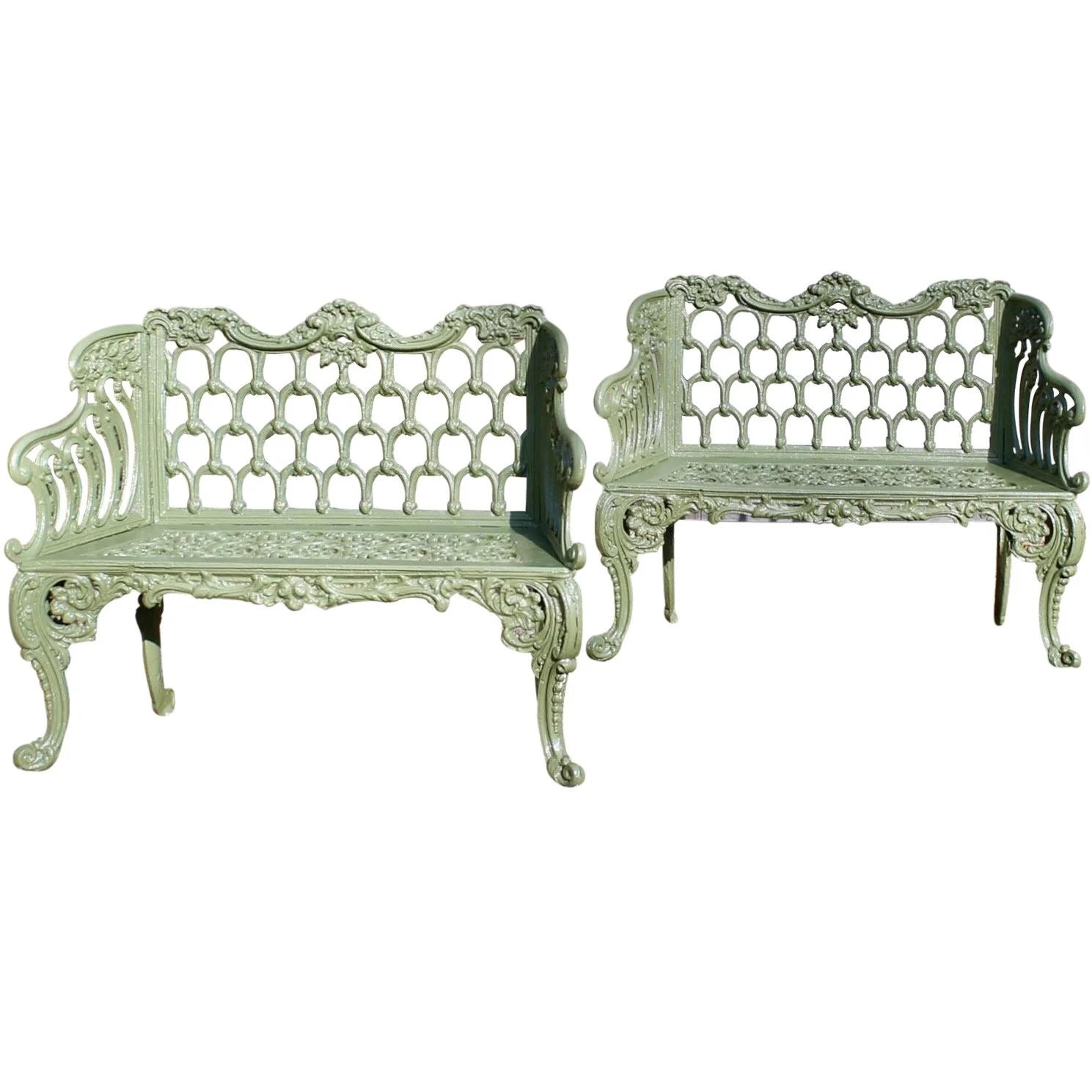 Pair of American "White House" Garden Benches