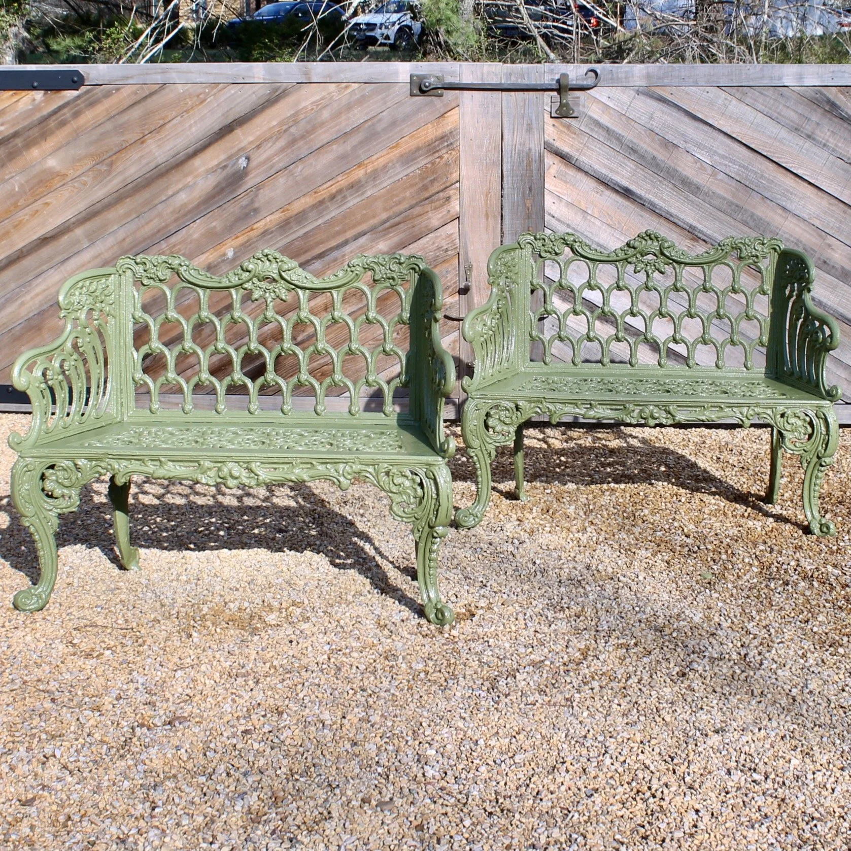 Pair of American "White House" Garden Benches