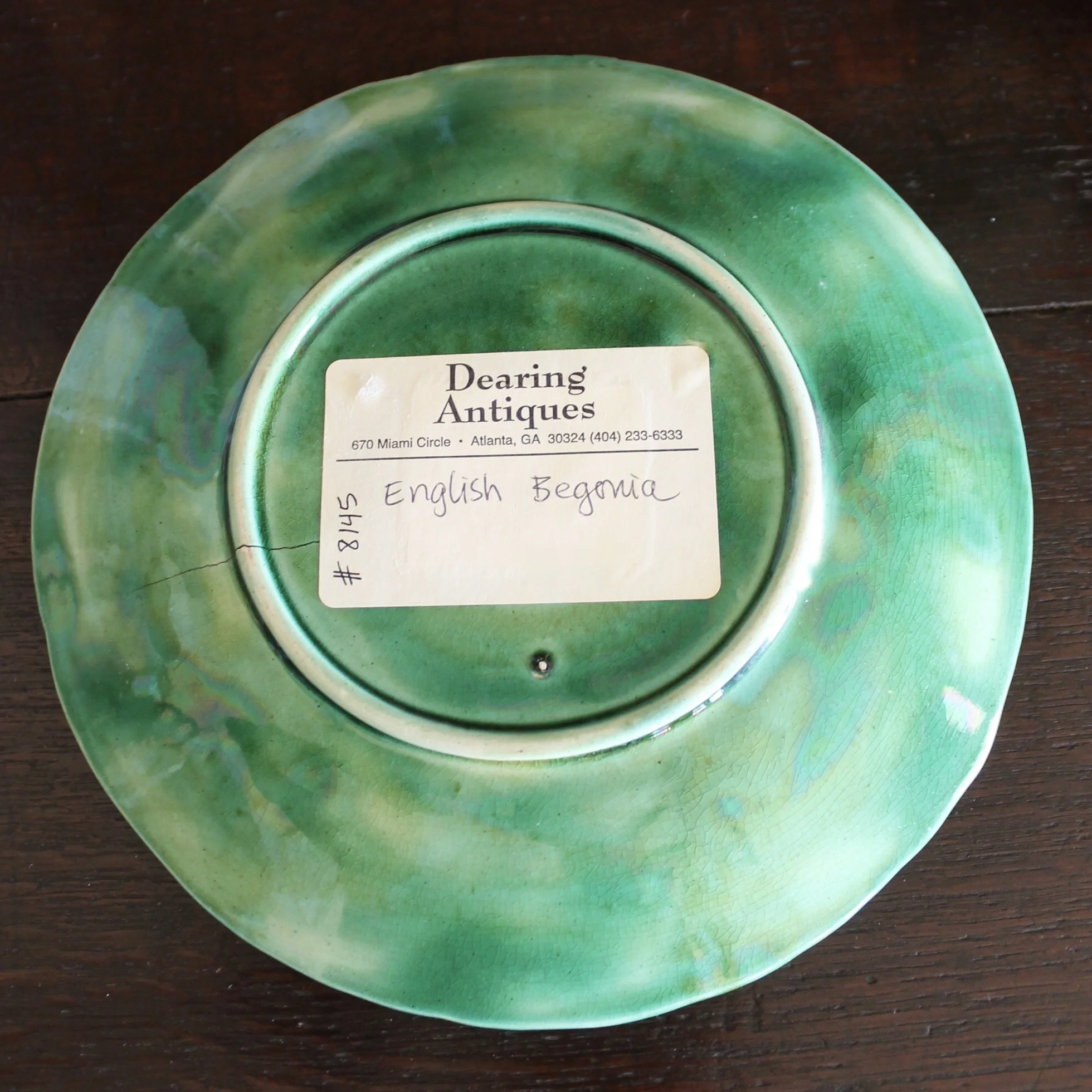 Pair of Round Begonia English Majolica Plates